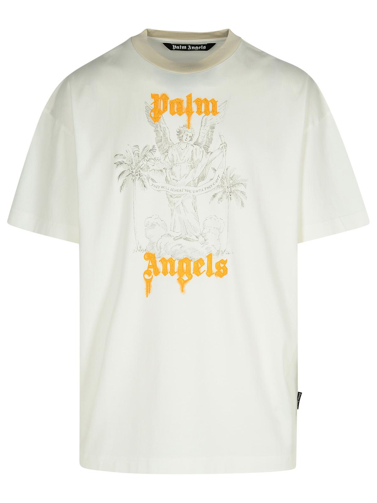 Shop Palm Angels Angel Pency White Cotton T-shirt