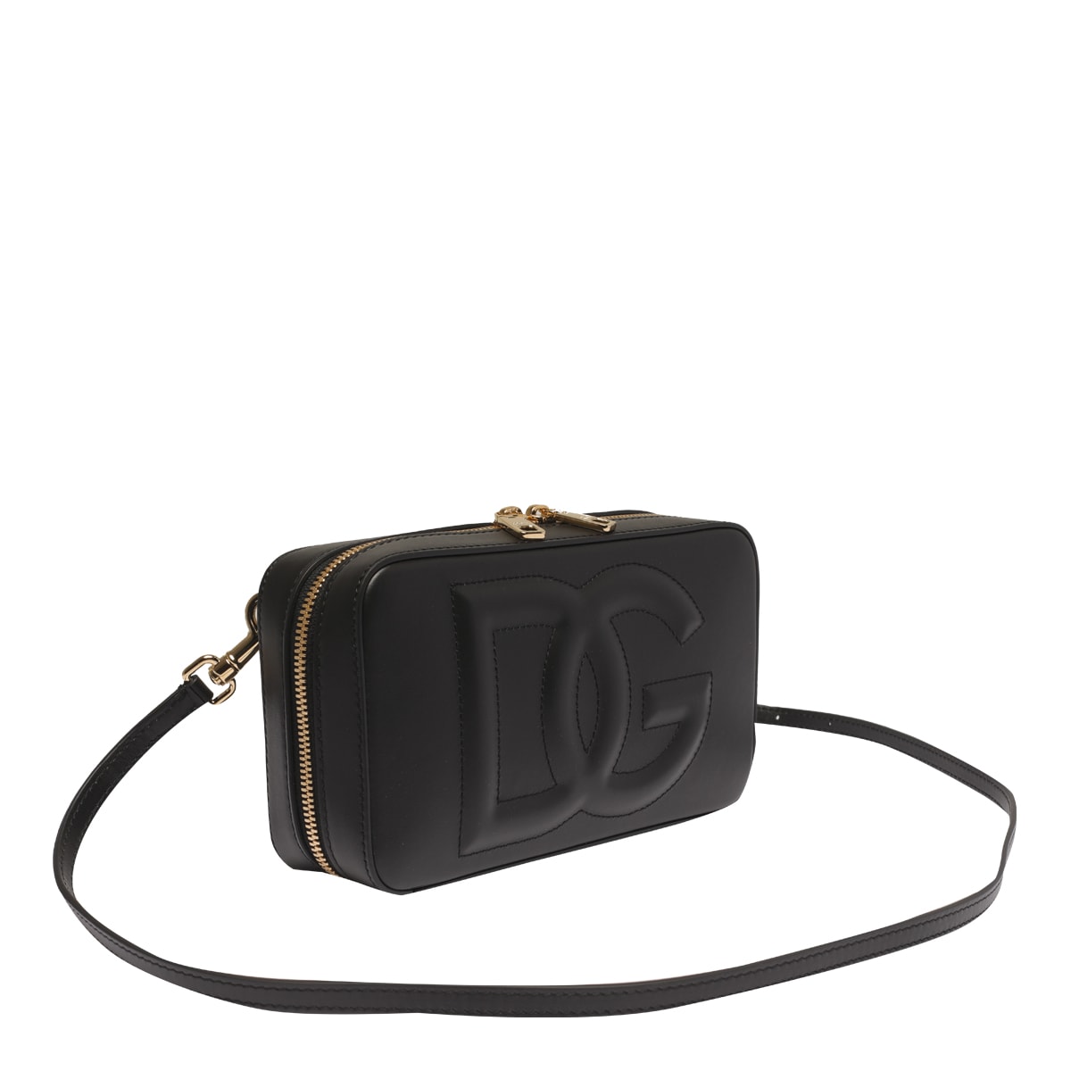 Dolce & Gabbana Dg Logo Leather Camera Bag In Black