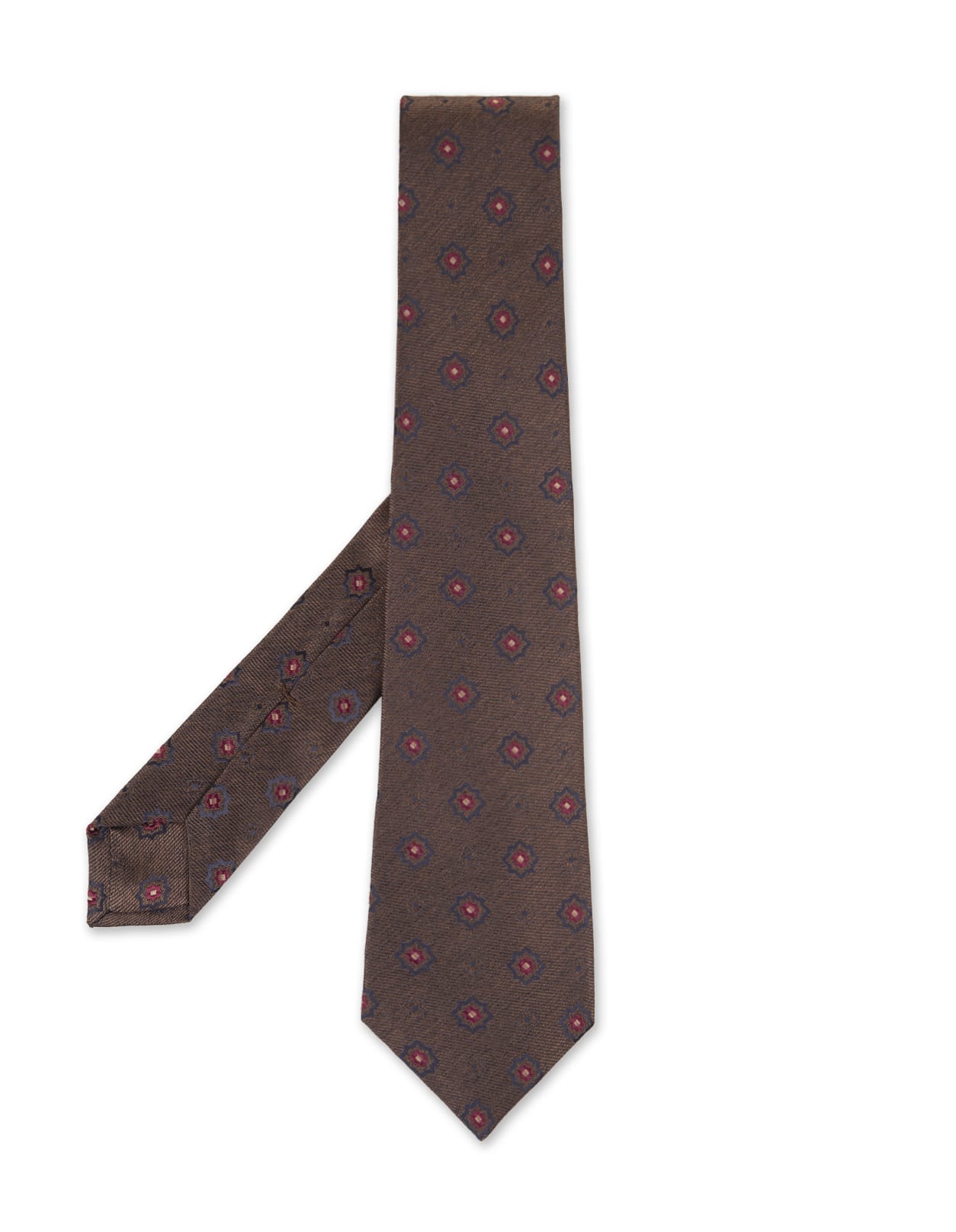 Brown Tie With Contrasting Floral Pattern