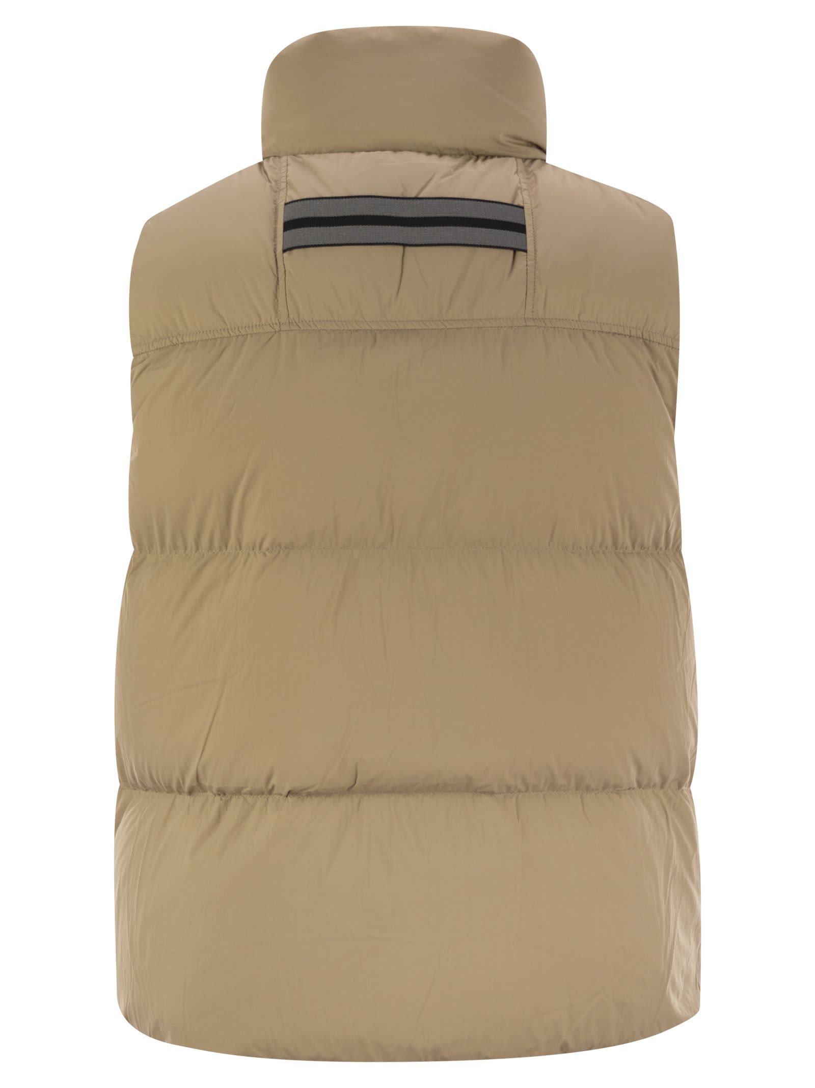 Shop Canada Goose Lawrence - Padded Gilet With Black Logo In Sand