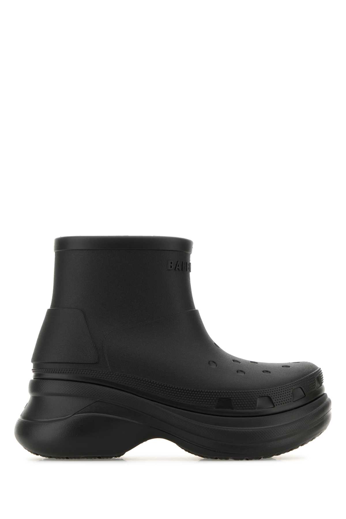 Shop Balenciaga Black Rubber  X Crocsâ ¢ Ankle Boots