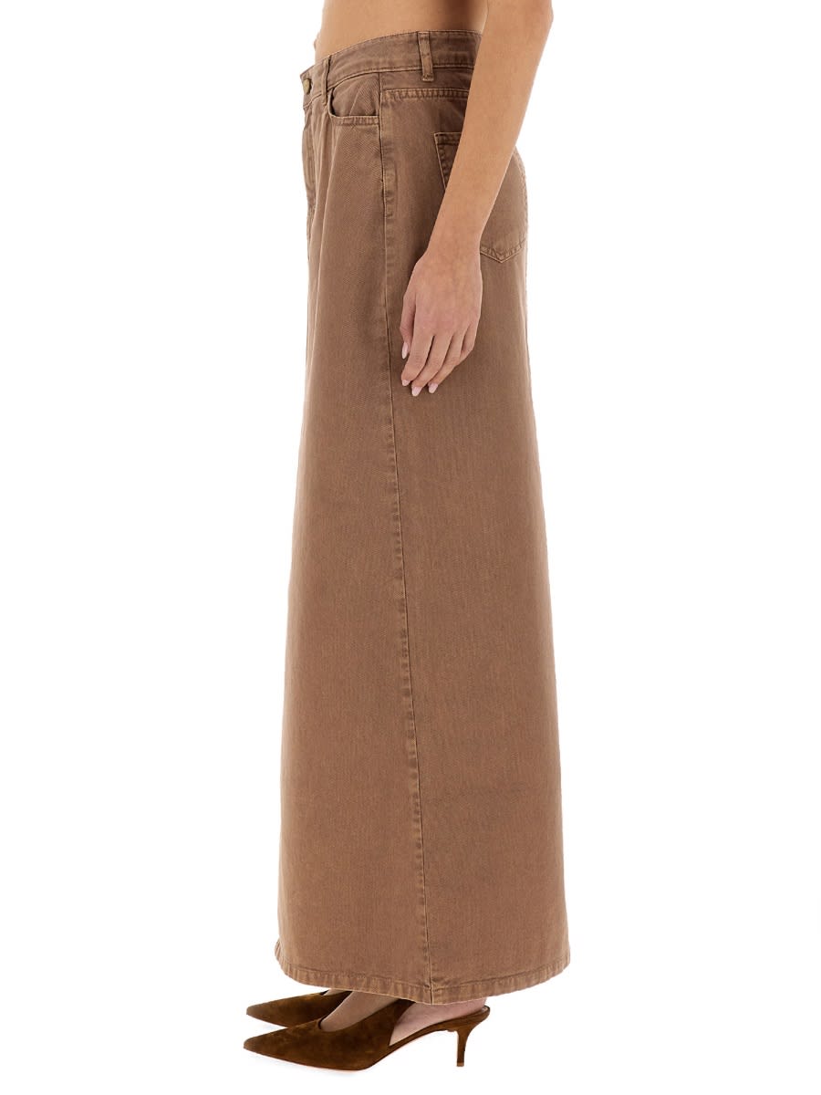 Shop Alysi Denim Skirt In Brown