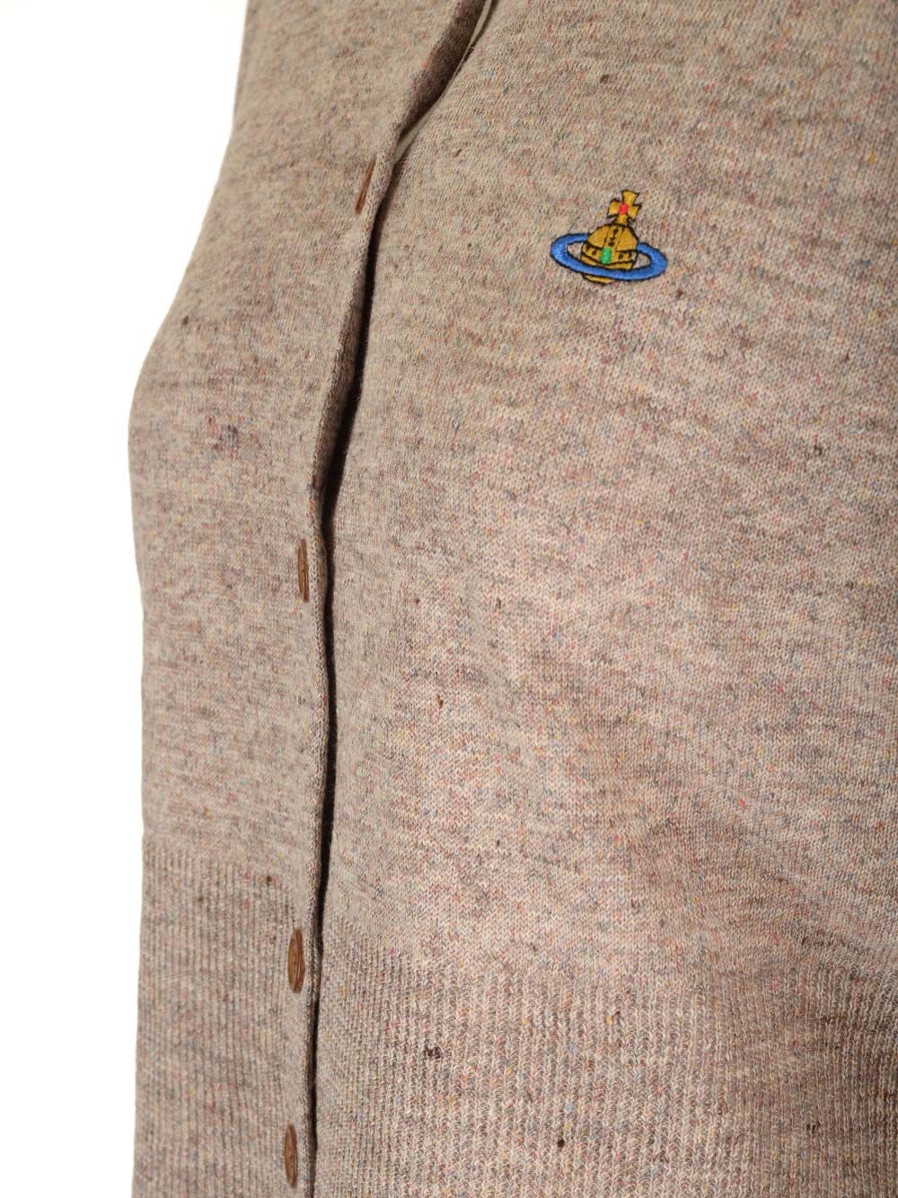 Shop Vivienne Westwood Brown Short Linen Cardigan In Beige