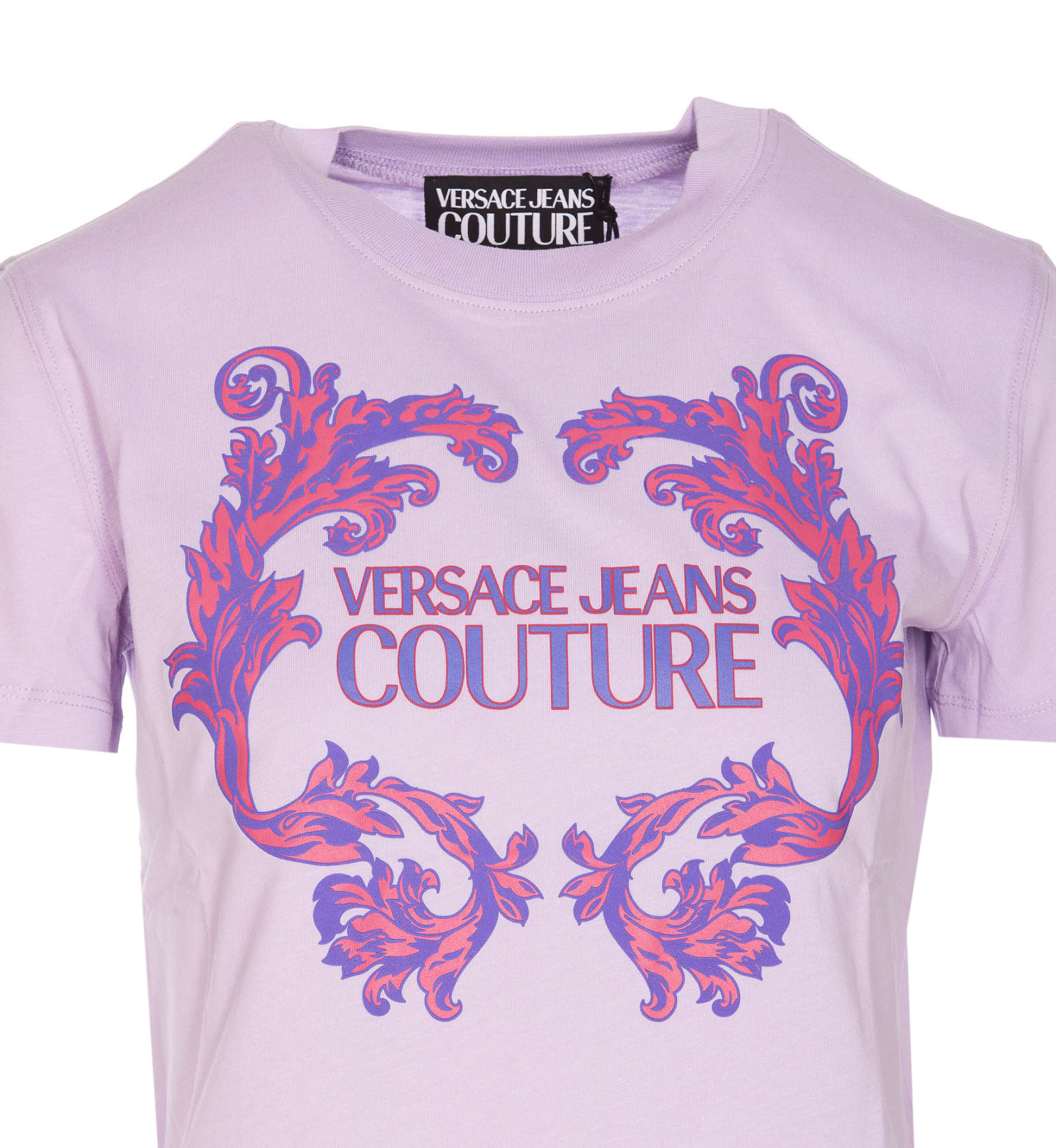 Shop Versace Jeans Couture Baroque Logo T-shirt In Purple