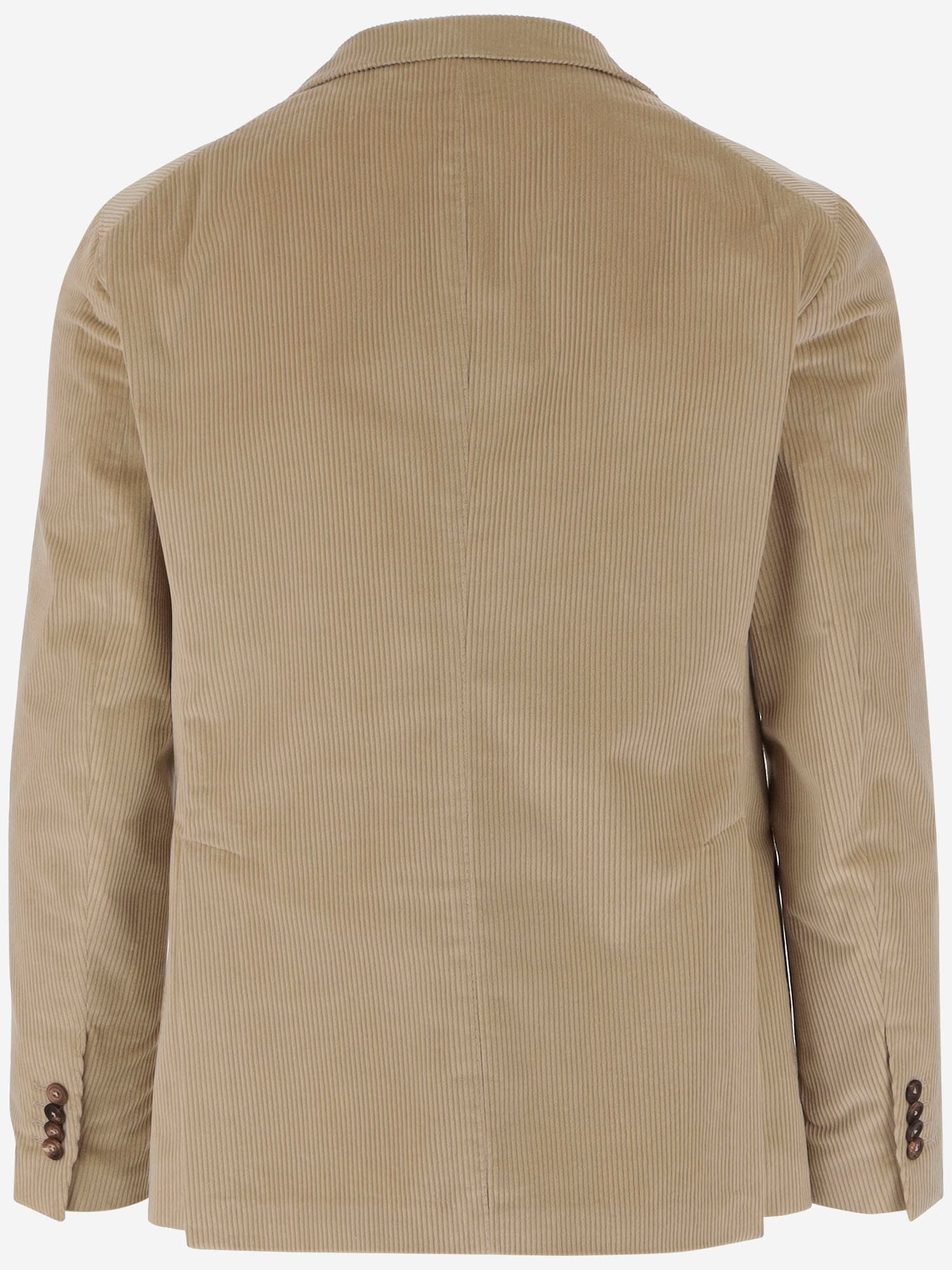 Tagliatore Single-breasted Jacket In Stretch Cotton Velvet In Brown