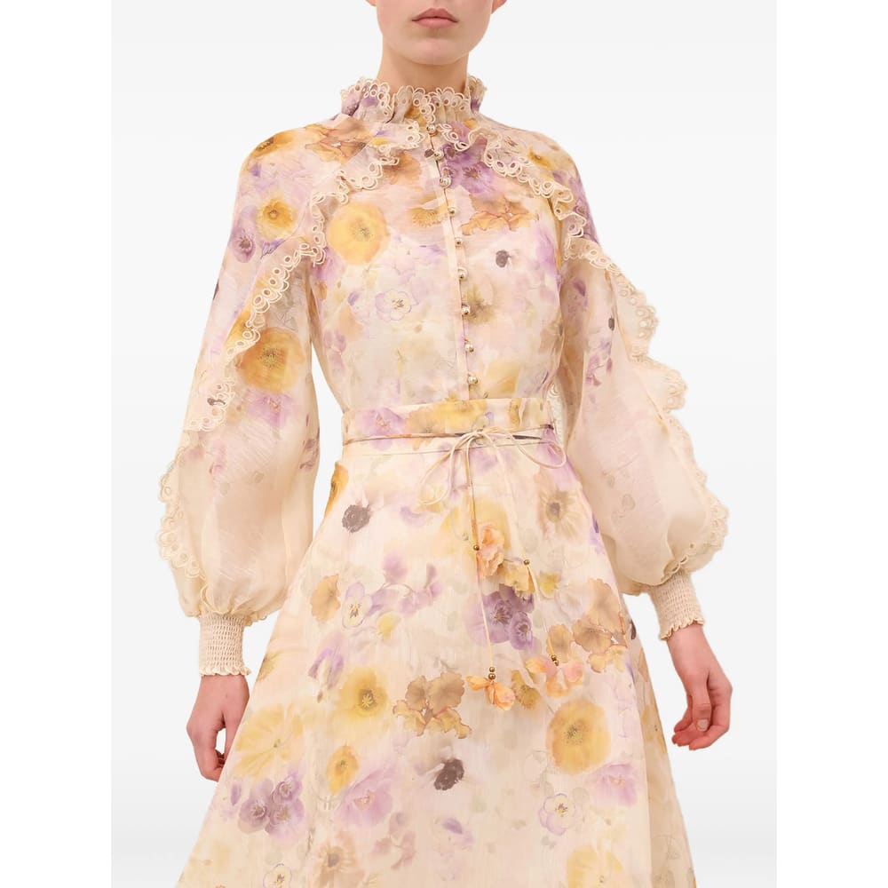 Zimmermann Printed Linen Blend Memento Shirt In Multi