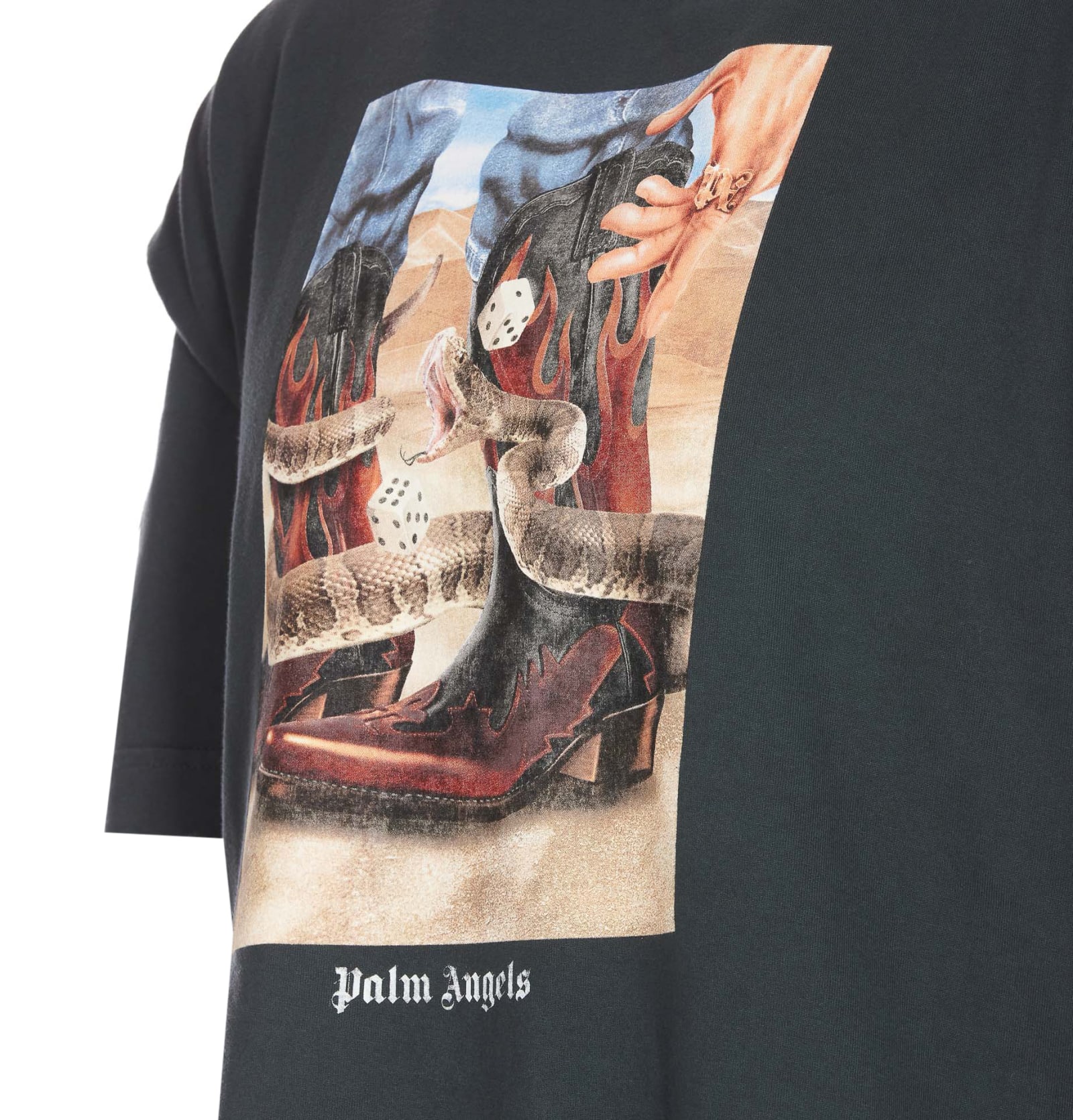 Shop Palm Angels Dice Game T-shirt In Black