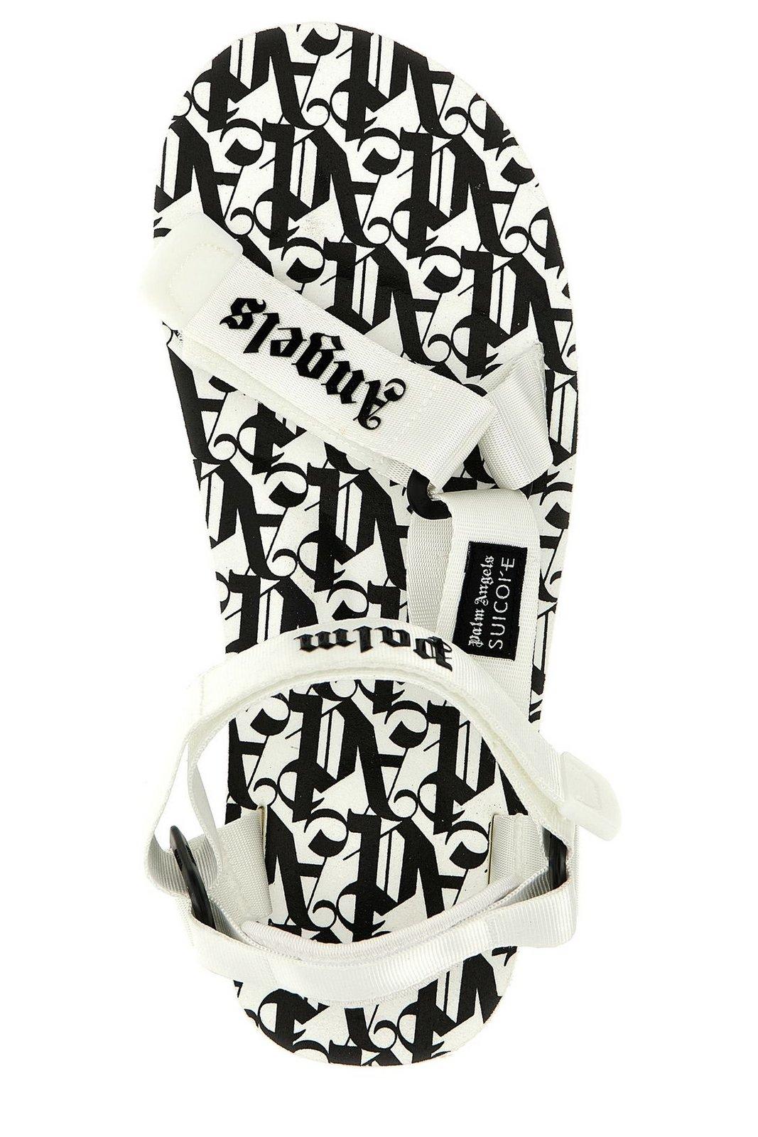 Shop Palm Angels X Suicoke Depa Logo Printed Sandals In Bianco/nero