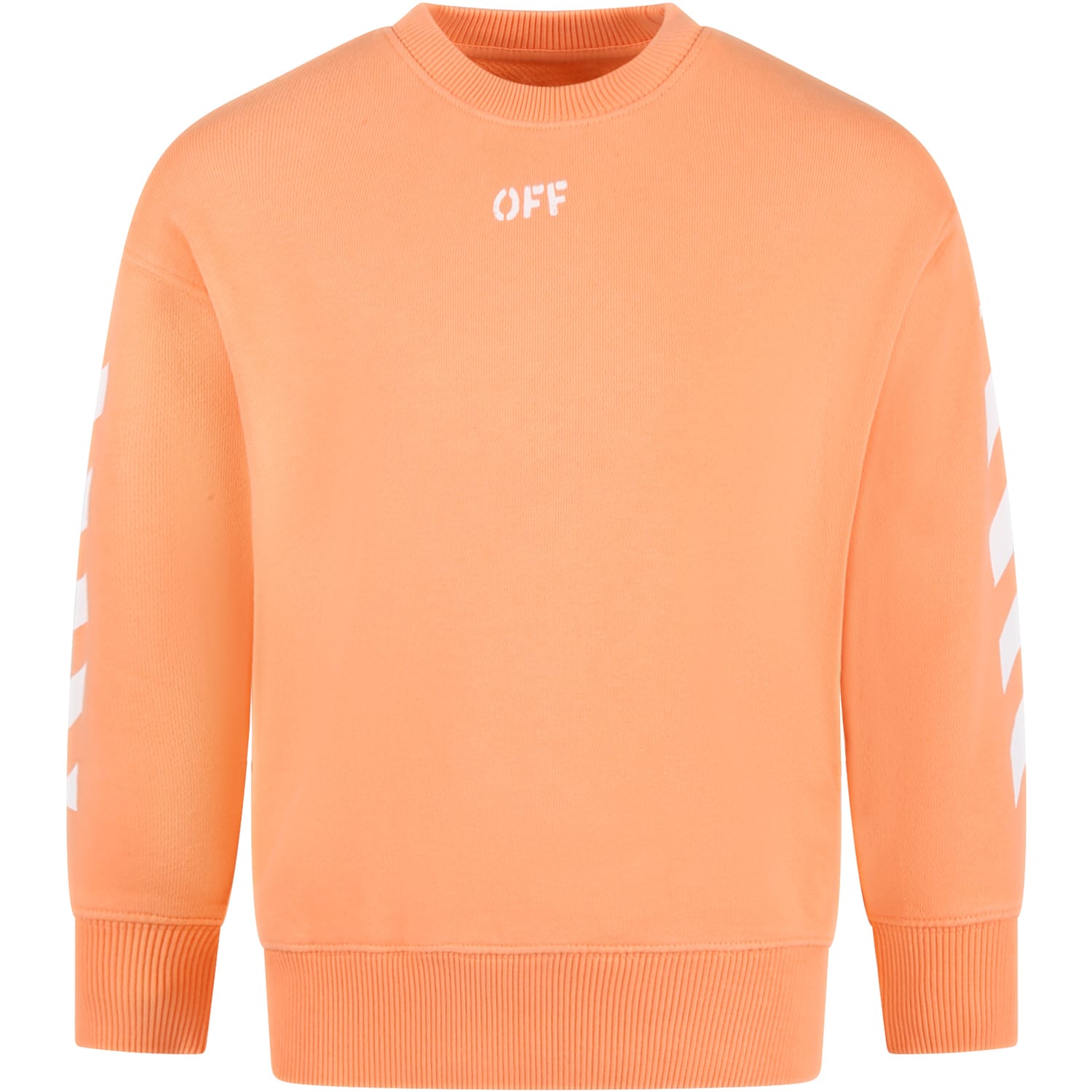 Off-White Orange Sweatshirt For Kids With White Logo