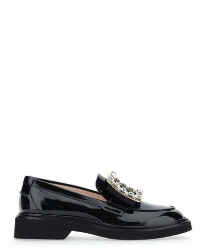 Shop Roger Vivier Embellished Slip-on Loafers In Black