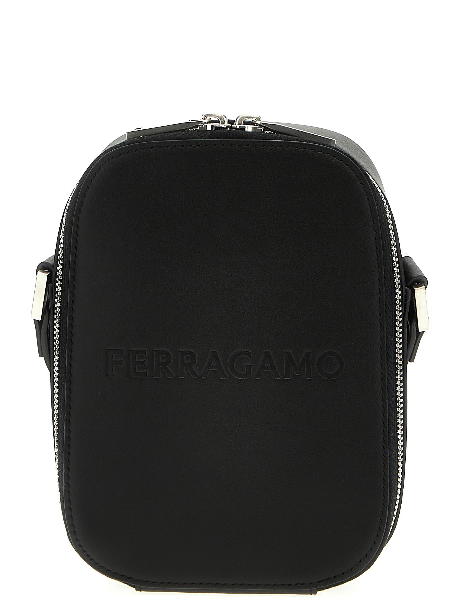 Shop Ferragamo Compact Shoulder Strap In Black
