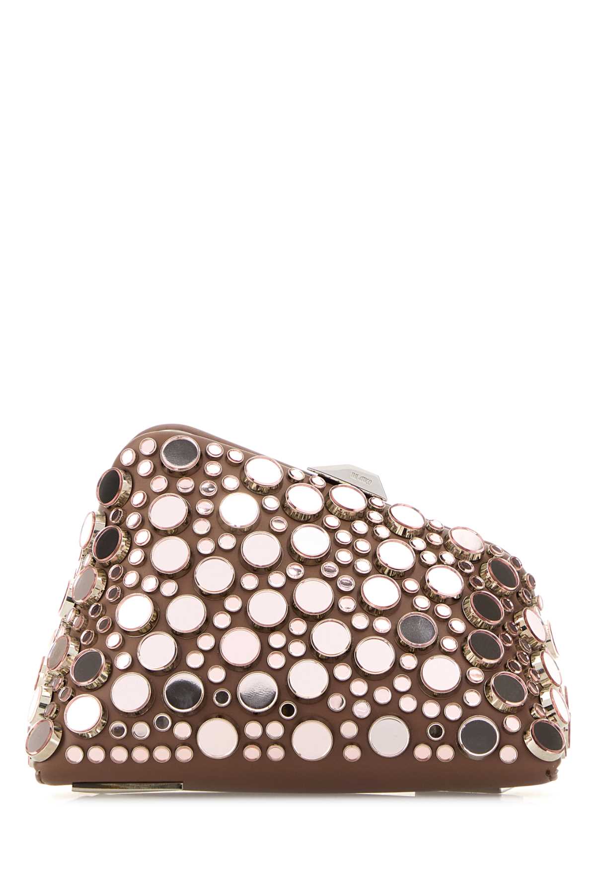 Attico Embellished Leather Midnight Clutch In Mud