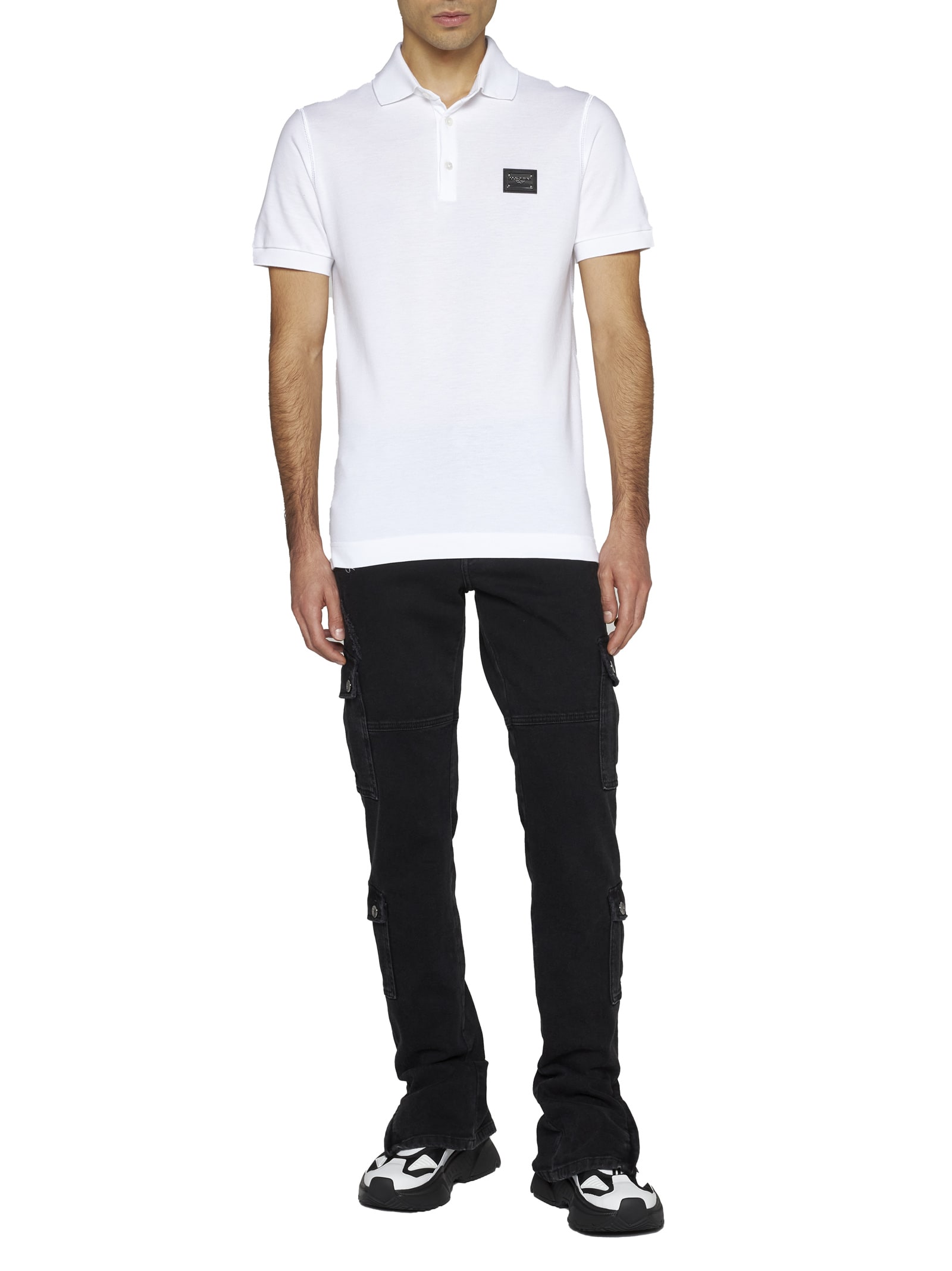 Dolce & Gabbana White Collared Short Sleeves Polo Men T-shirt In White