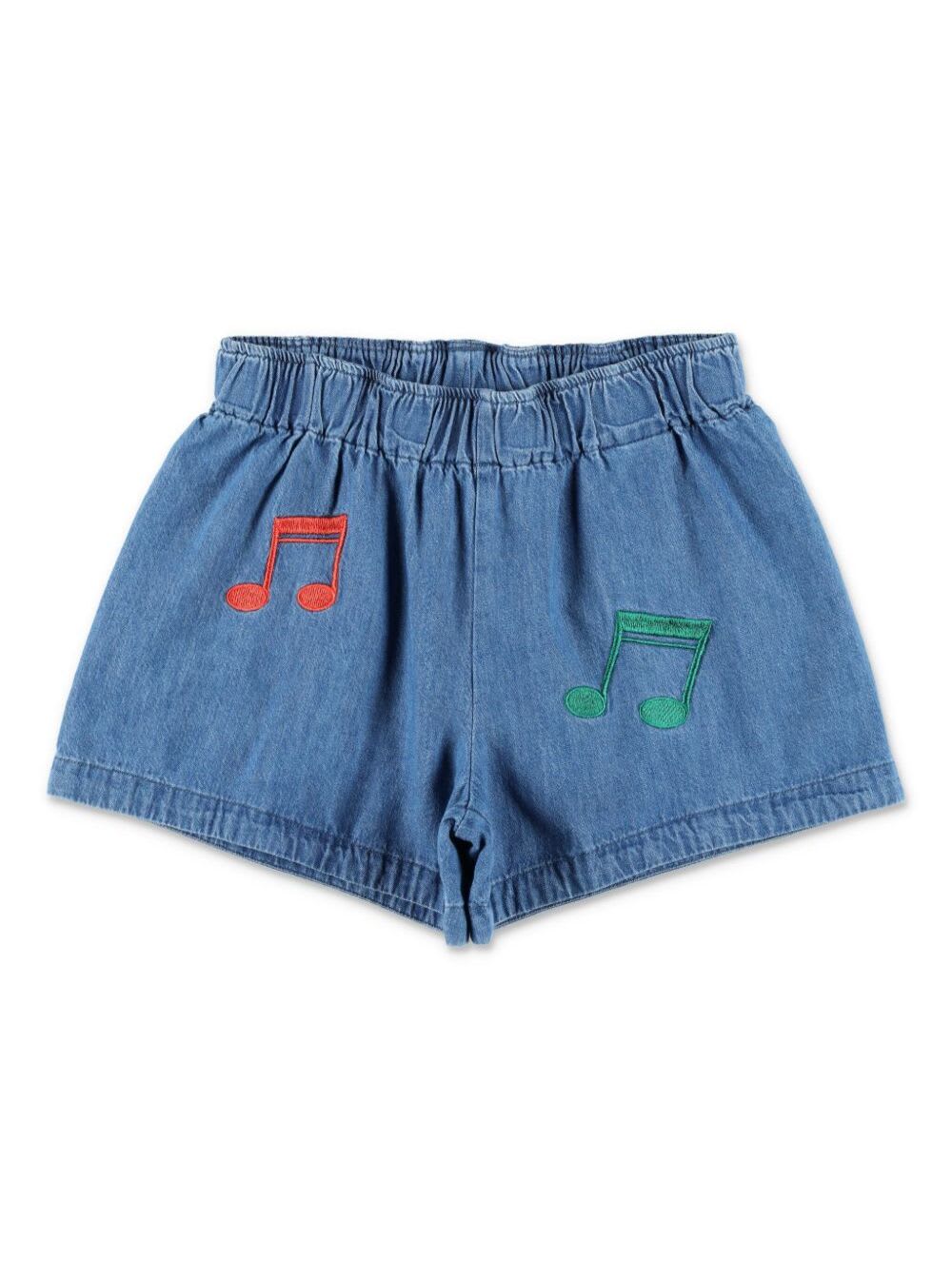 Mini Rodini Note Embroidered Denim Shorts In Blu