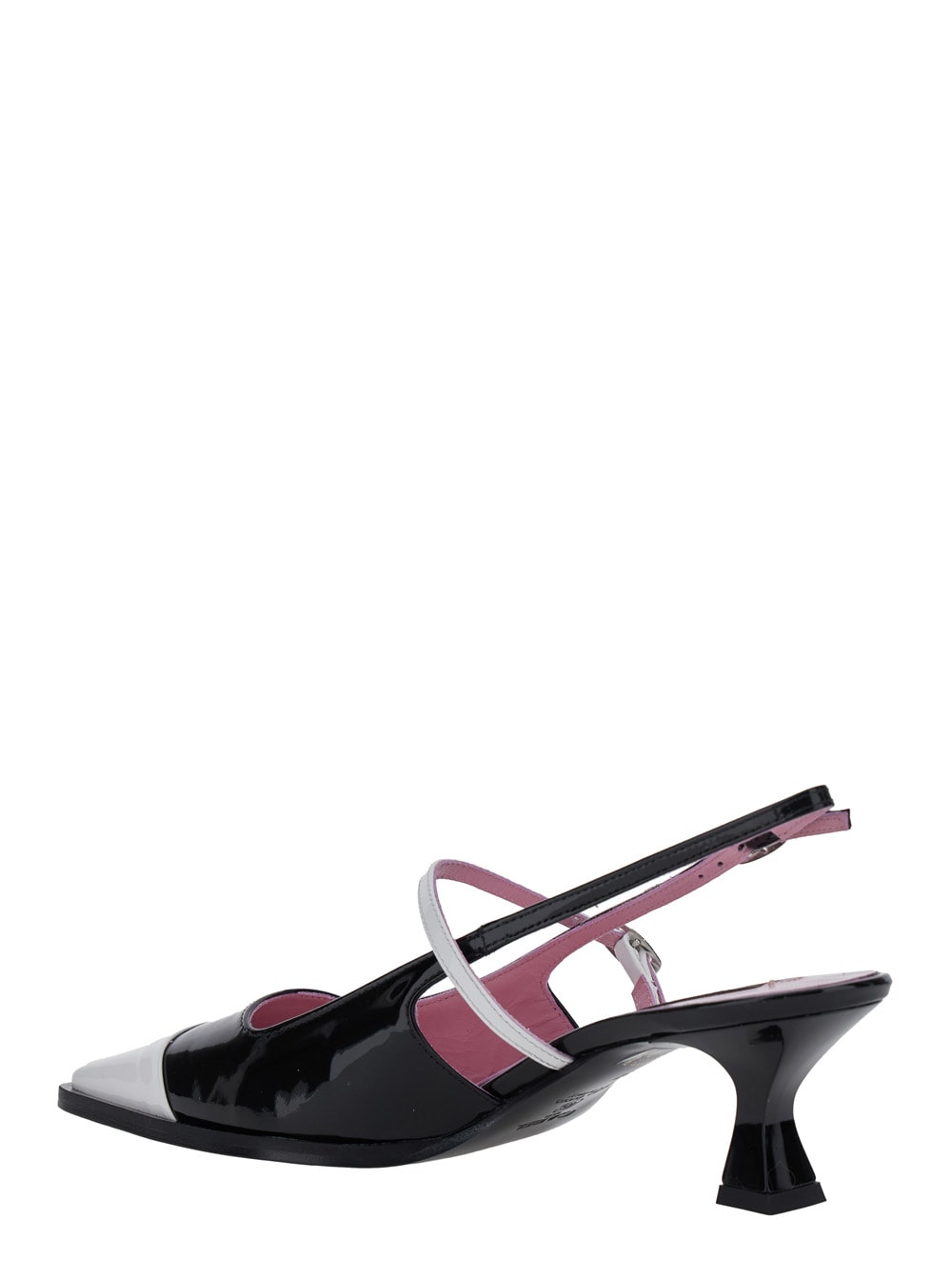 Shop Carel Cecile Black Slingback Pumps With Contrasting Toe And Sculpted Heel In Leather Woman