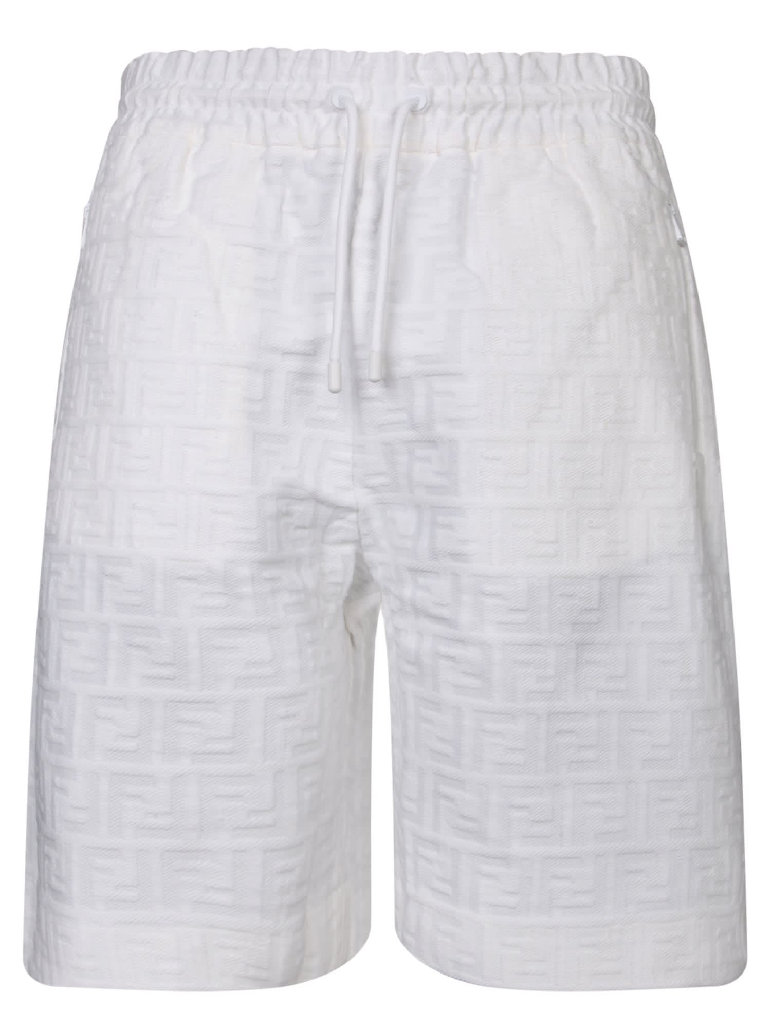 Shop Fendi Ff Logo White Bermuda Shorts
