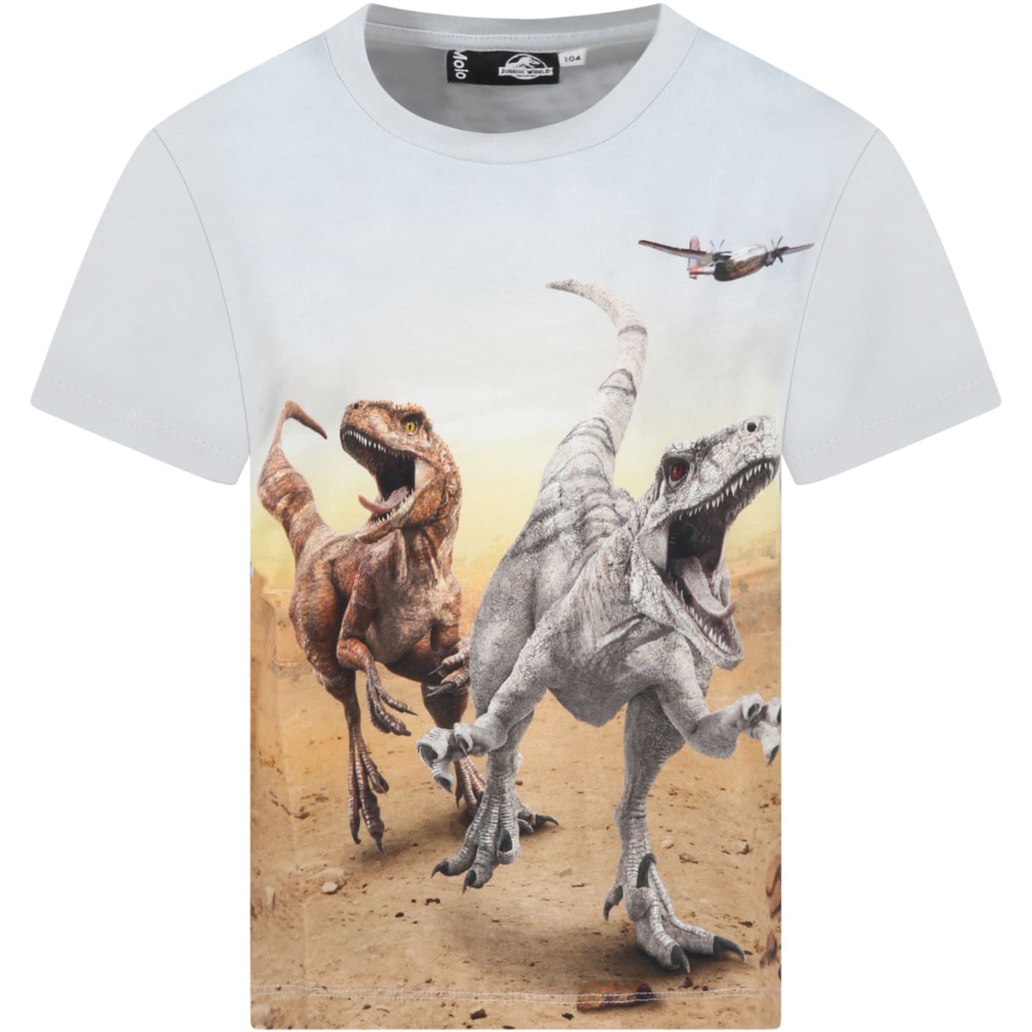 Molo Gray T-shirt For Kids With Dinosaur Print