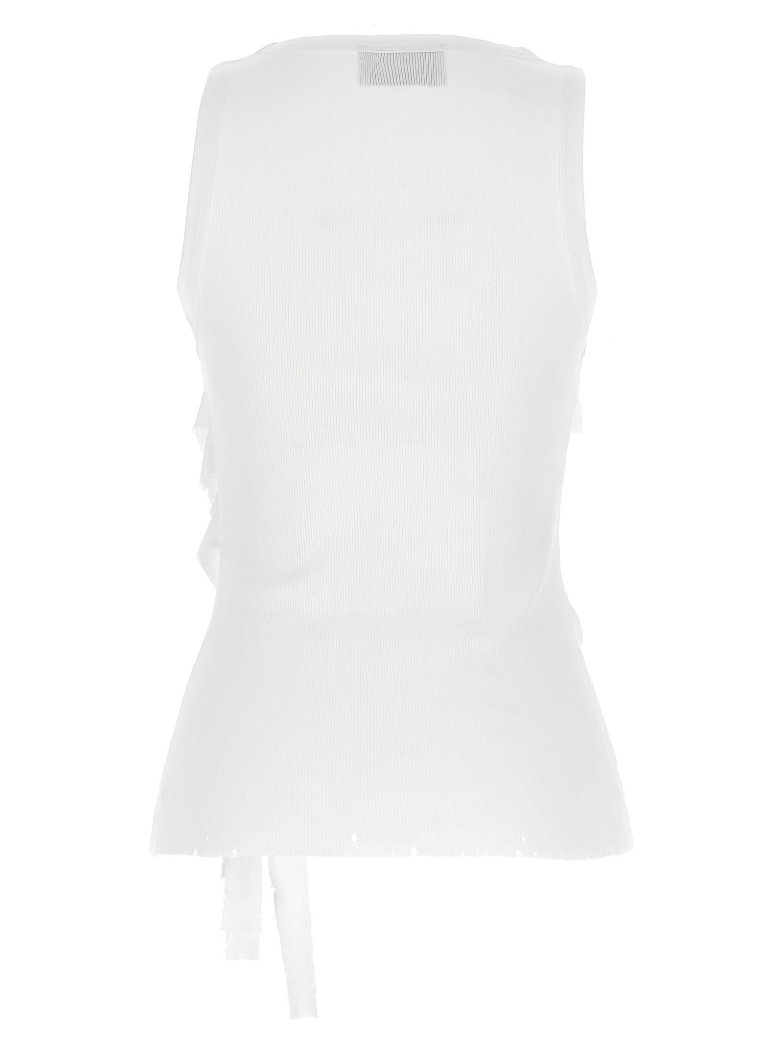 Coperni Distressed Rose Rib Tank Top In White