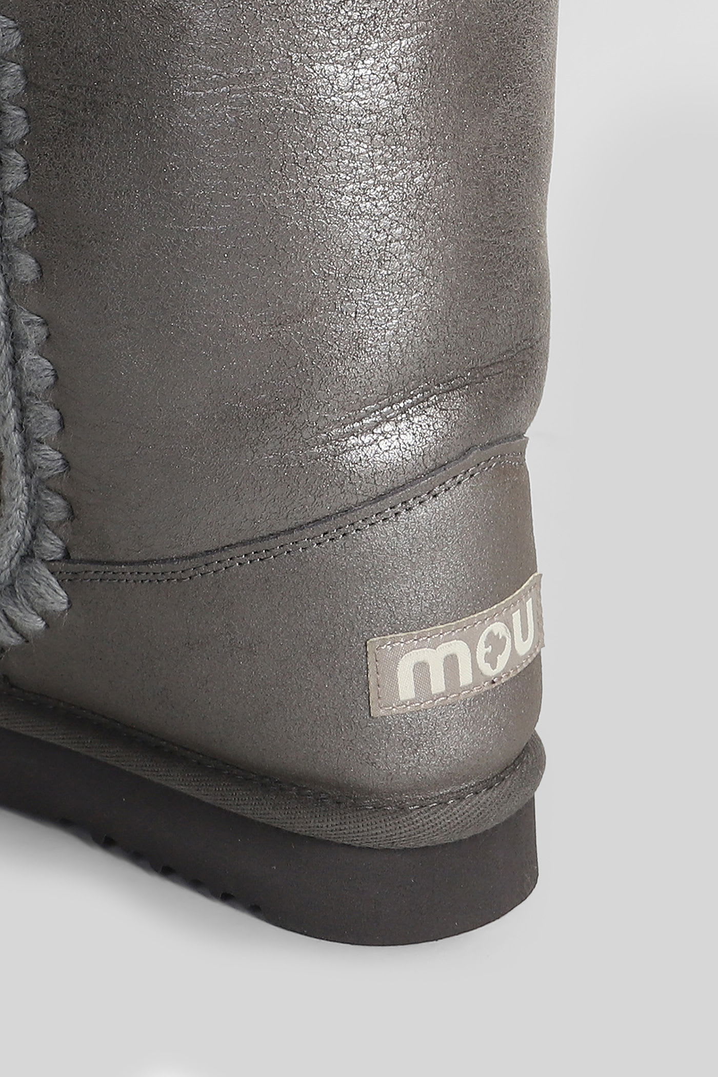 Mou Eskimo 40 Low Heels Boots In Grey Suede In Gray