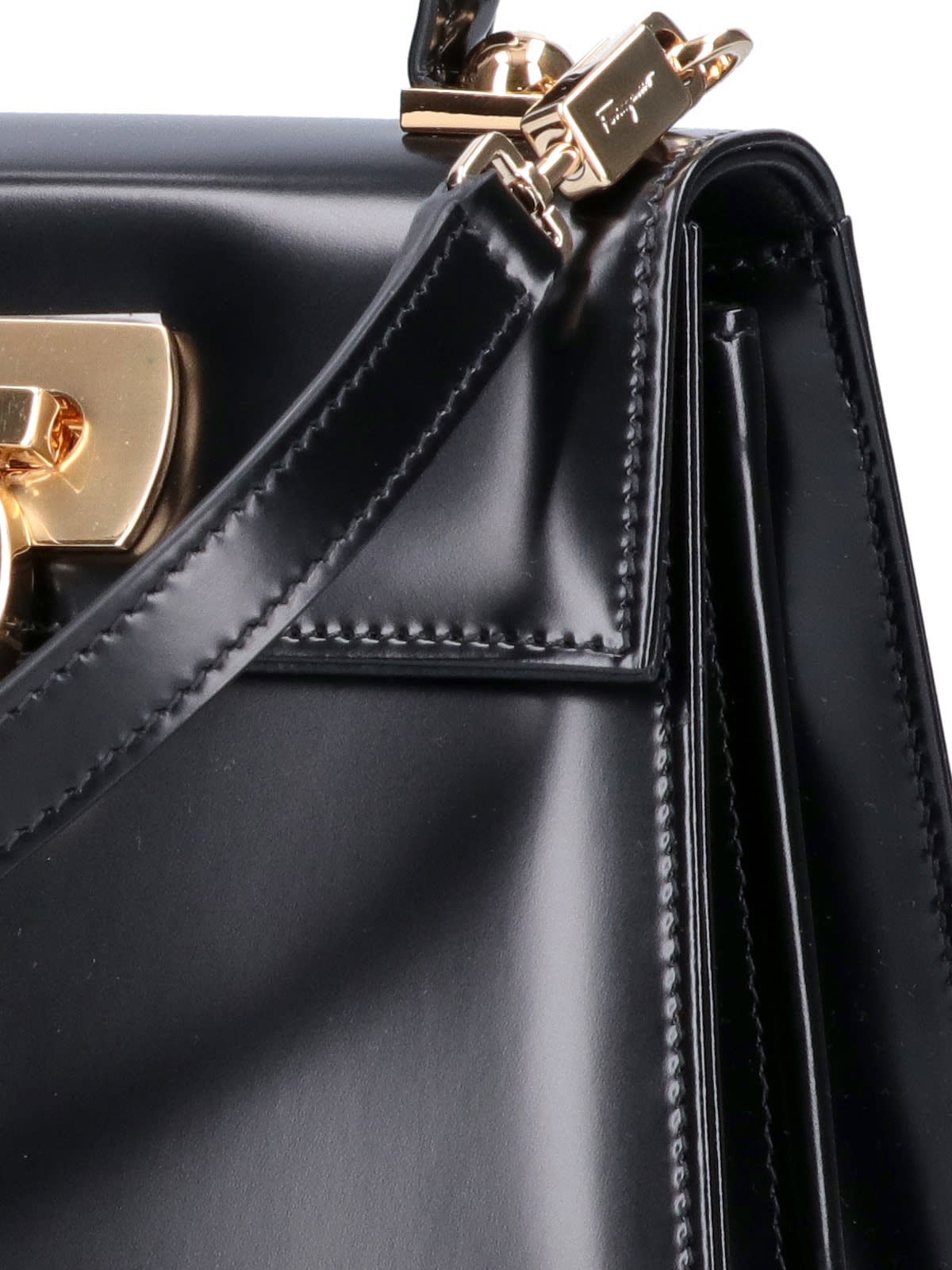 Shop Ferragamo Gancini Top Handle Bag In Black