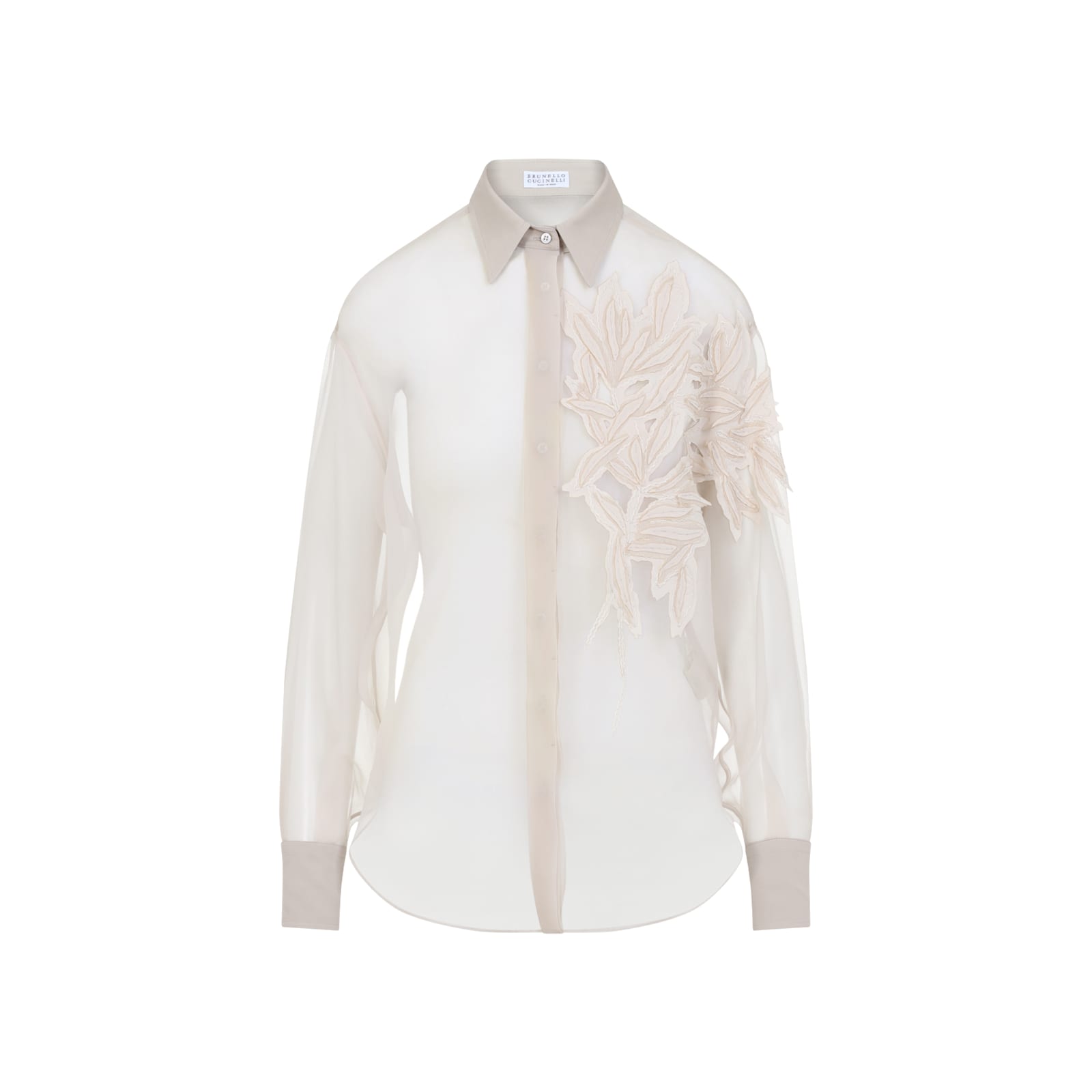 BRUNELLO CUCINELLI ORGANZA EMBROIDERED SHIRT