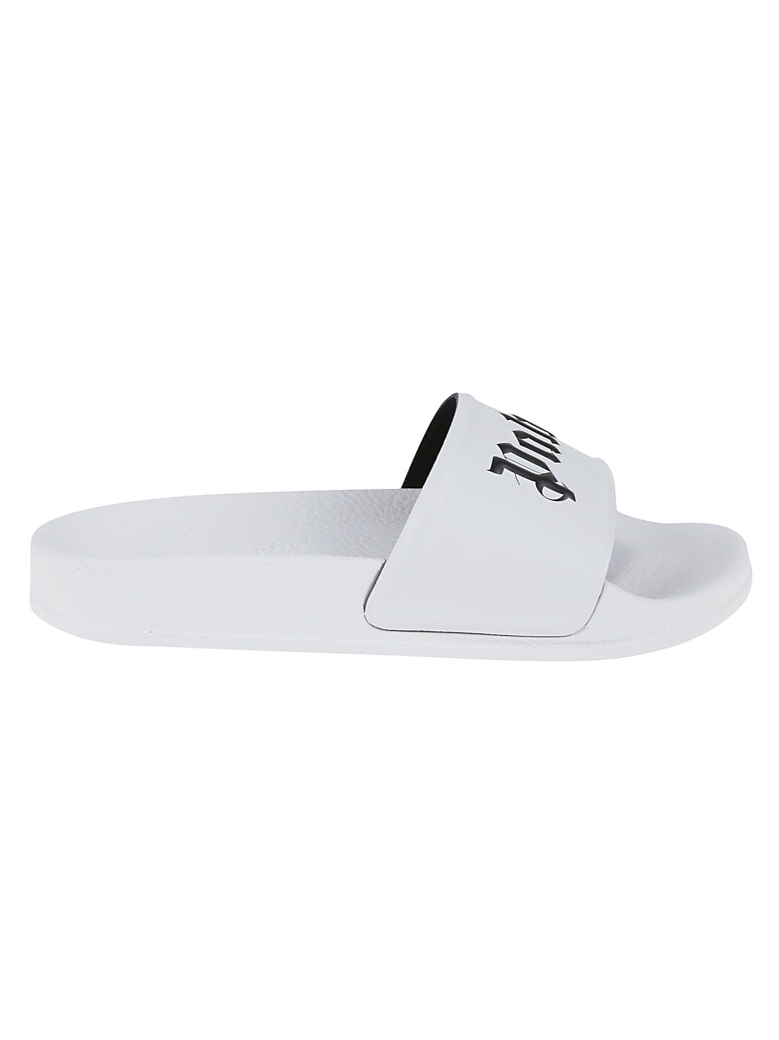 Palm Angels Logo-print Open-toe Slides In White Black
