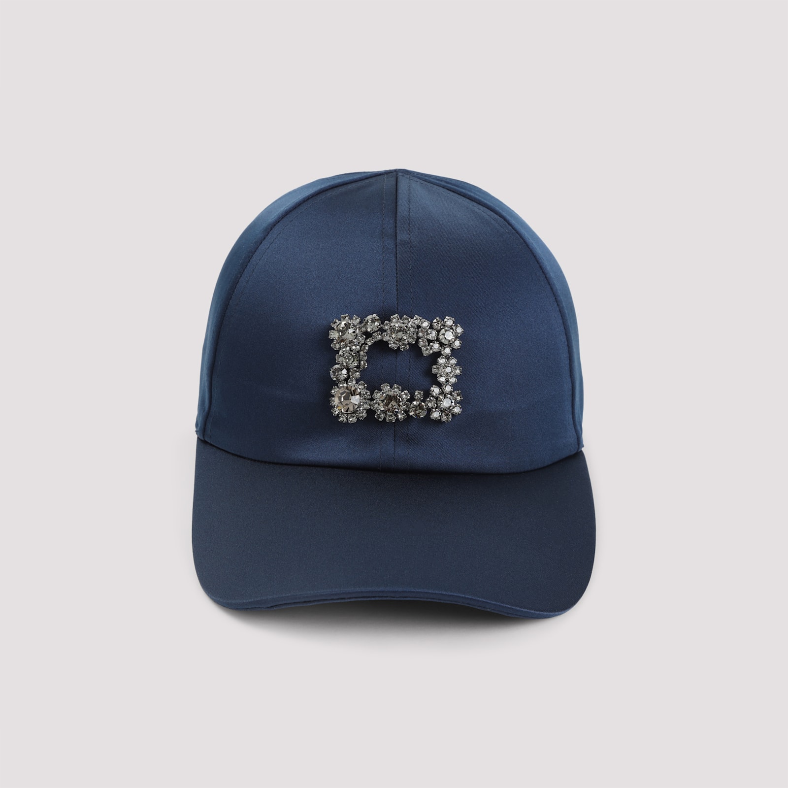 Roger Vivier Flower Crystal Cap Curved Brim Detail In Blue