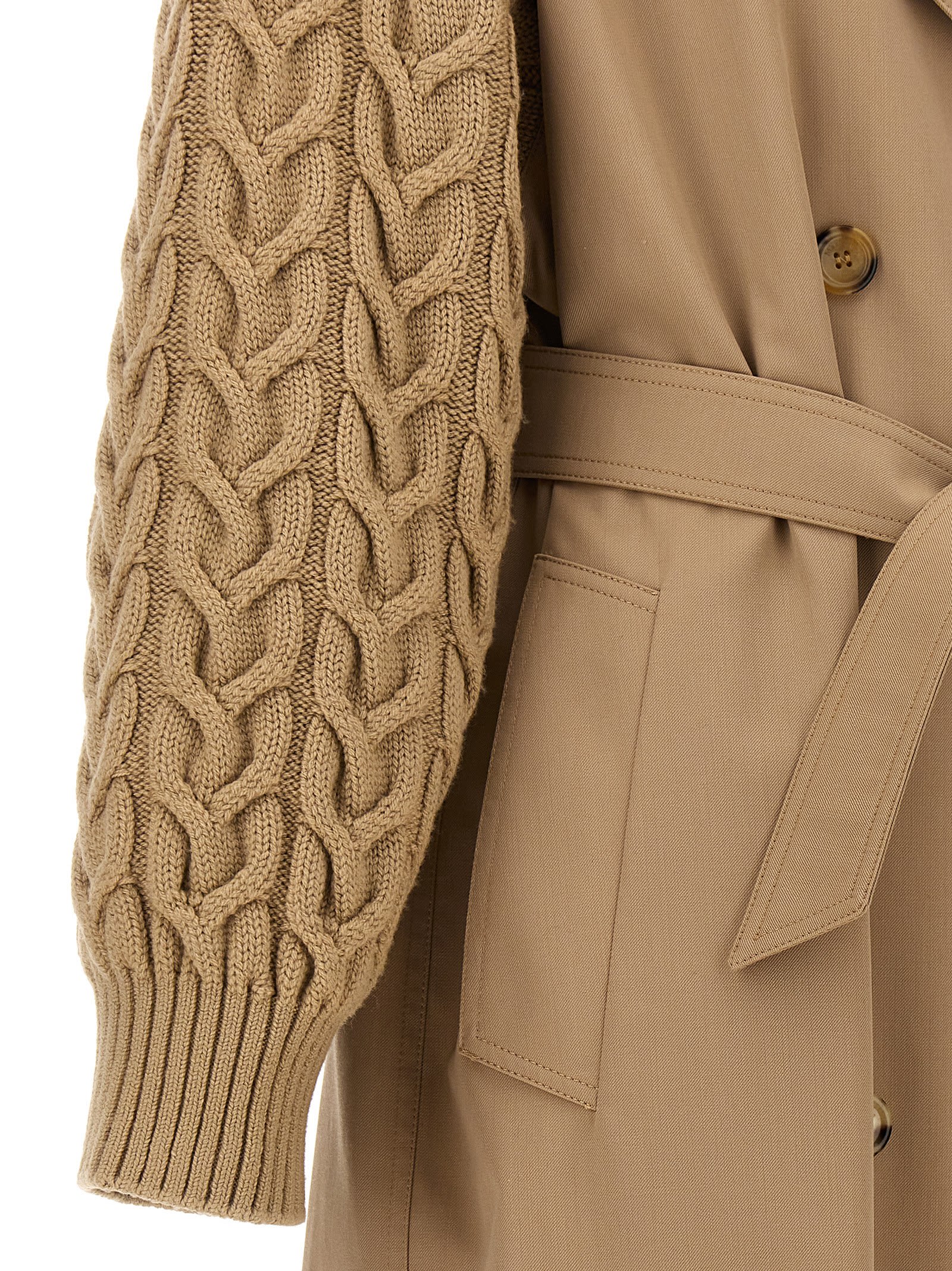 Max Mara Womens Camel Cicladi Belted-waist Wool And Cotton Coat In Beige