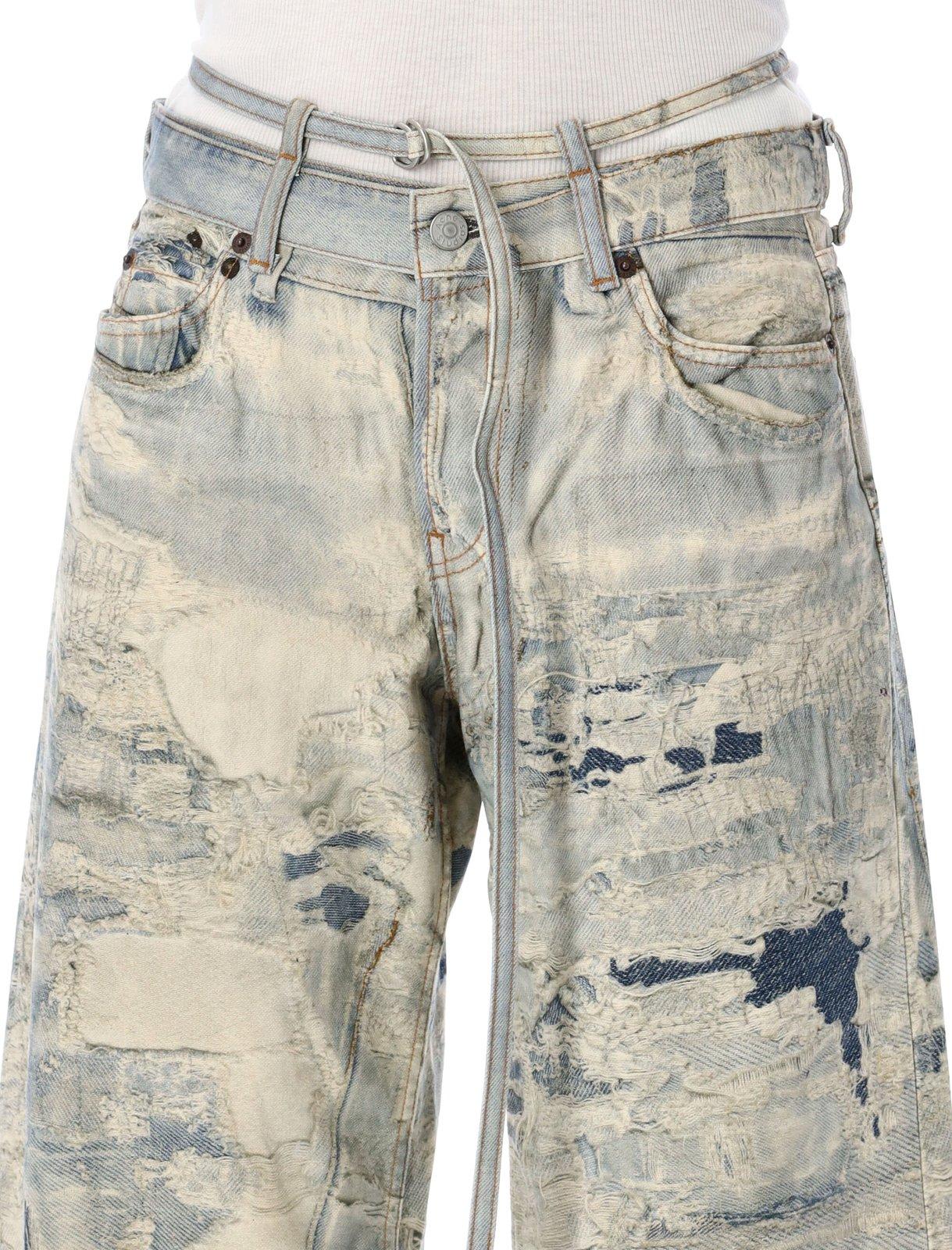 Shop Acne Studios Distressed Wide-leg Jeans In Clear Blue