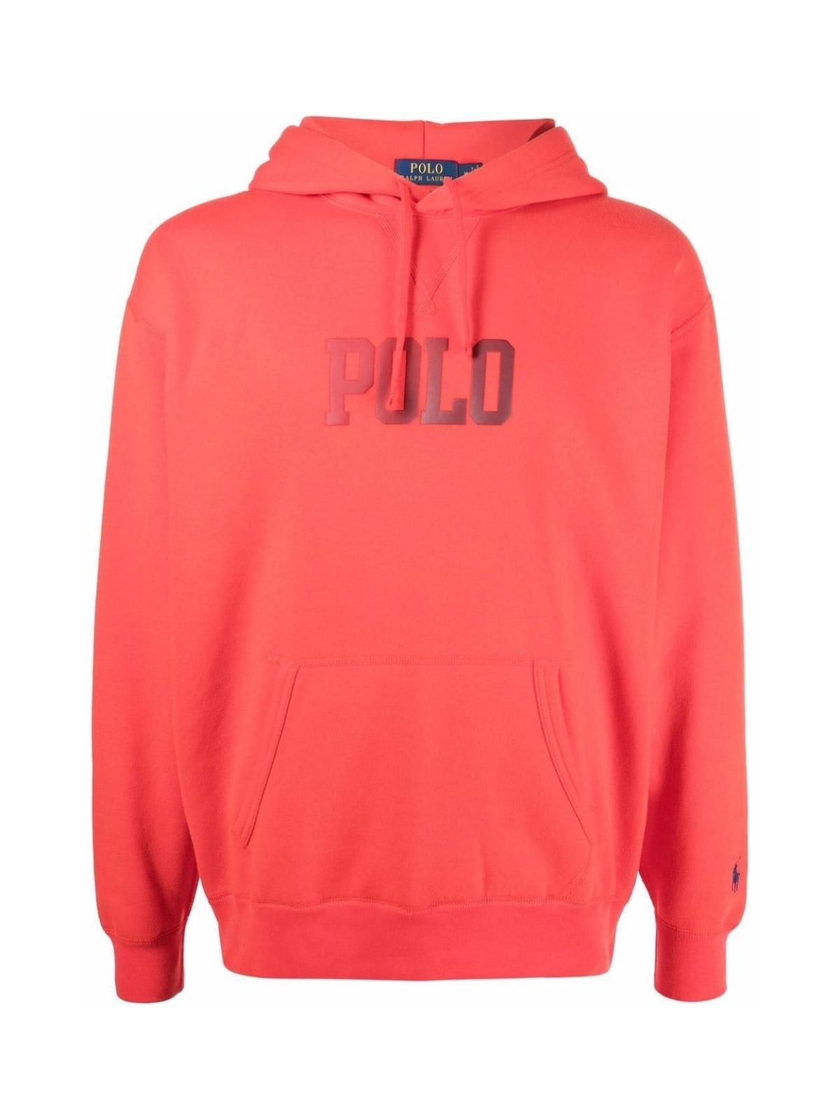 Polo Ralph Lauren Rl Fleece L/s Sweatshirt W/hood In Tomato