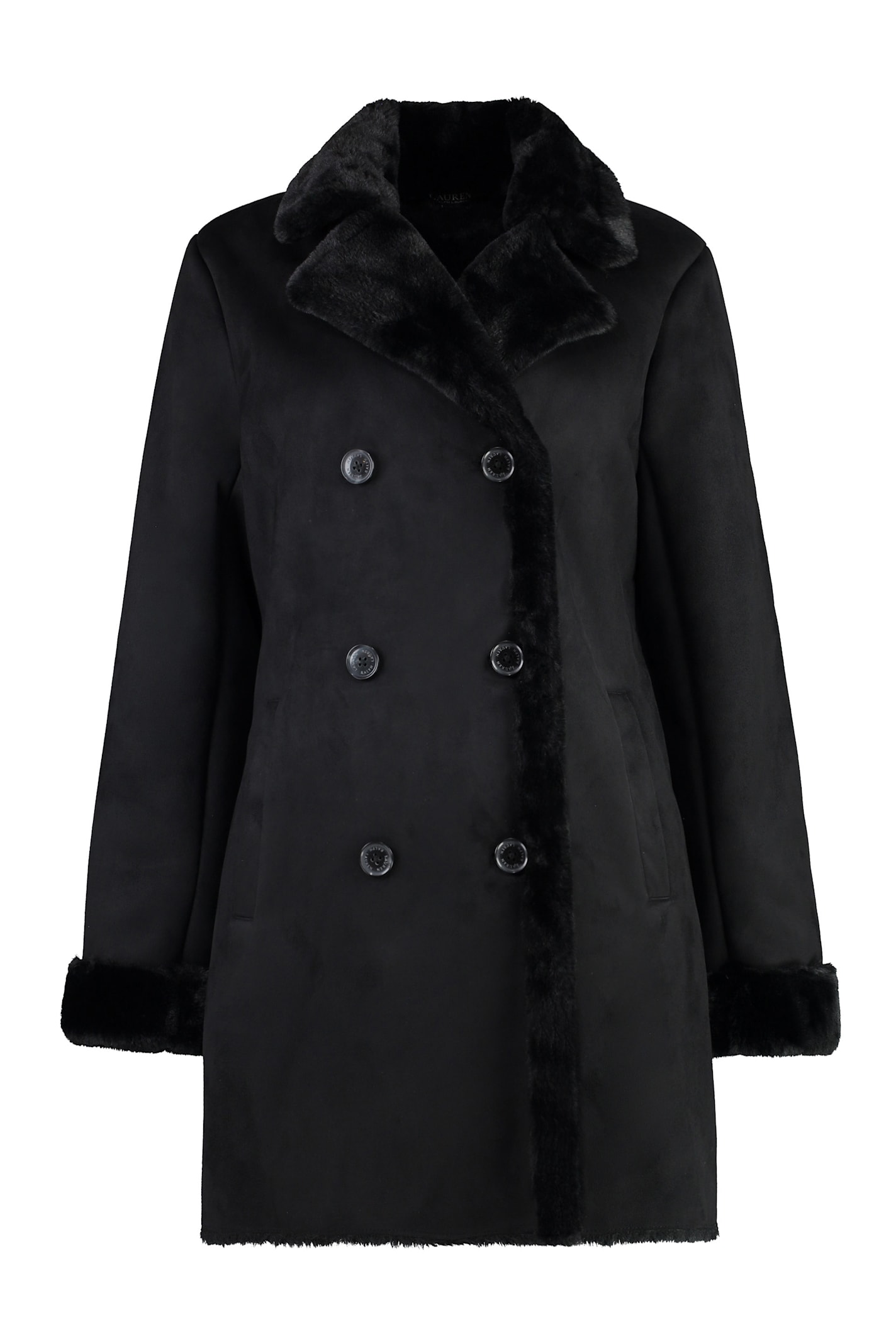 Shop Ralph Lauren Eco-sheepskin Coat In Black