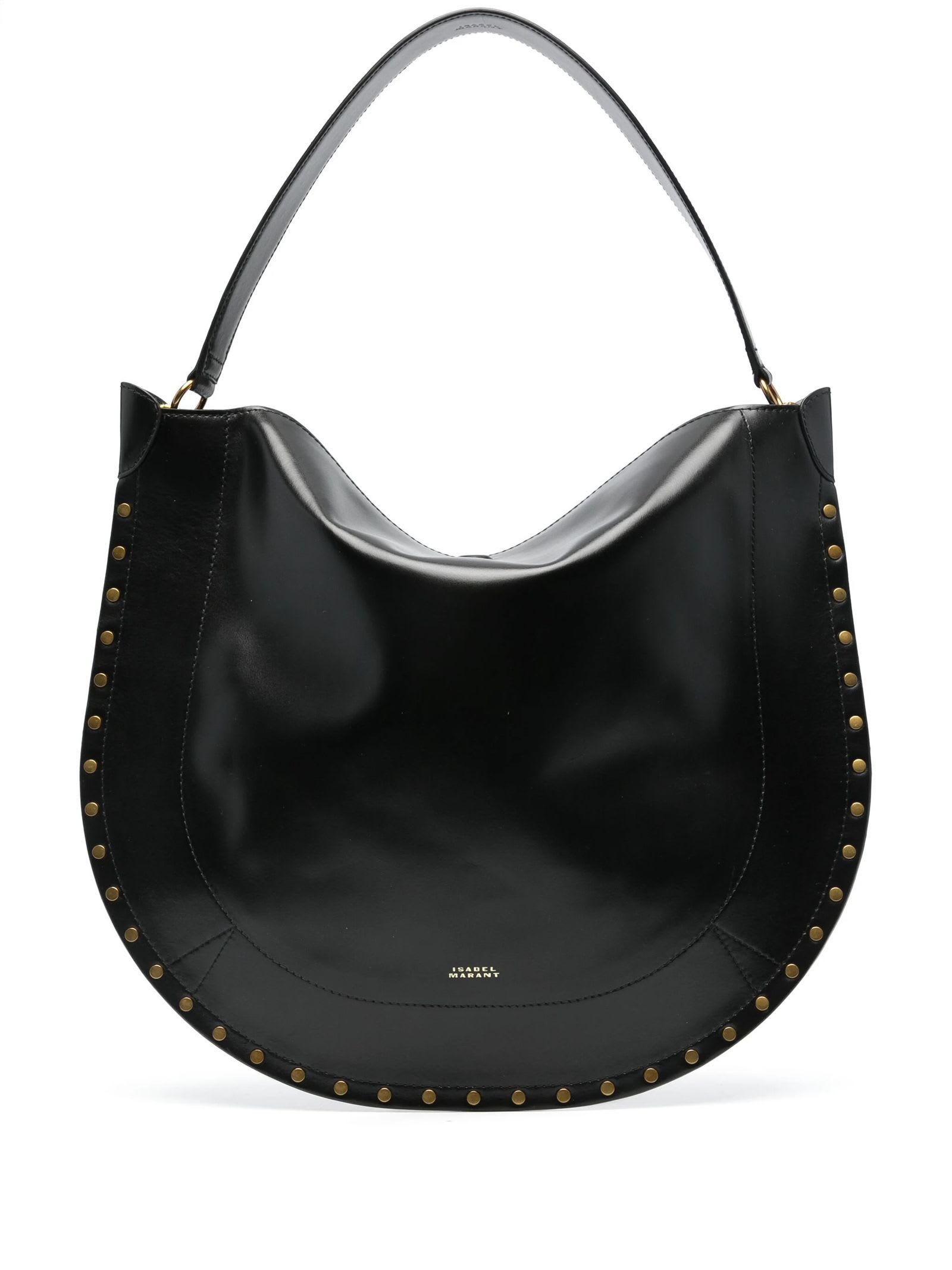 Shop Isabel Marant Shoulder Bag In Calfskin Leather In Black