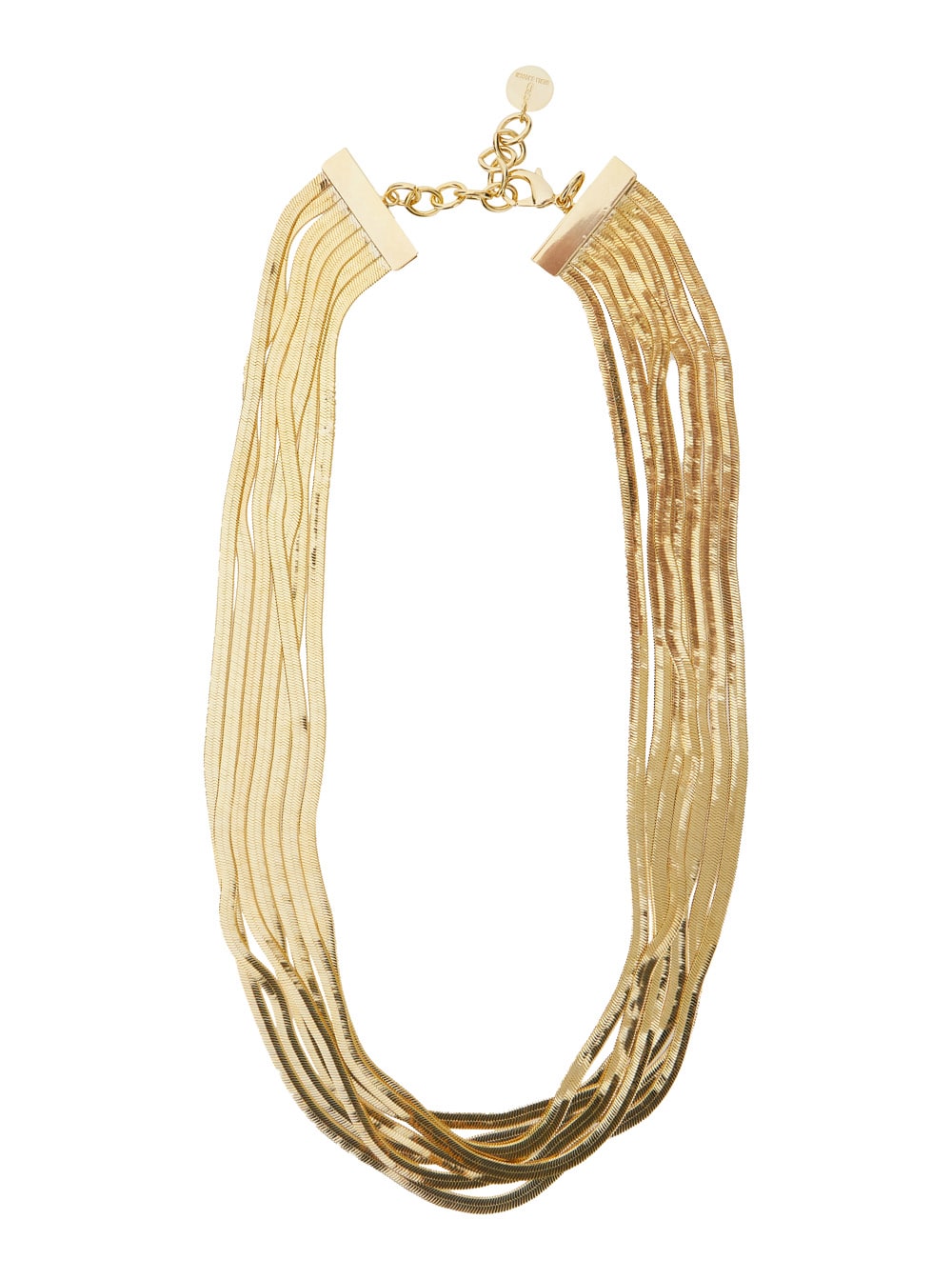 imperial Long Gold-colored Necklace With Adjustable Clasp And Metallic Pendant With Logo In Brass Woman