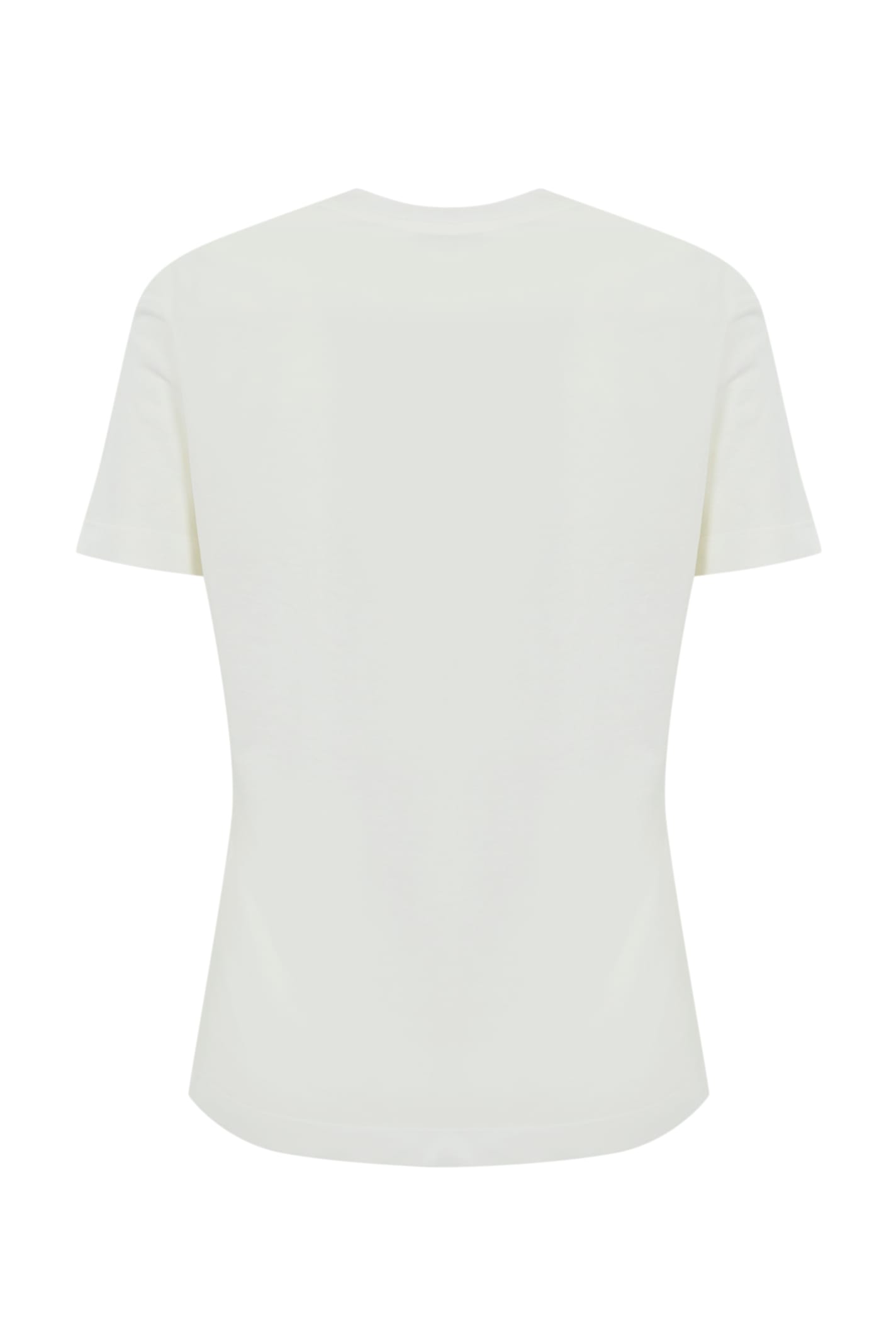 Elisabetta Franchi Jersey T-shirt With Logo Print And Embroidery In Gesso