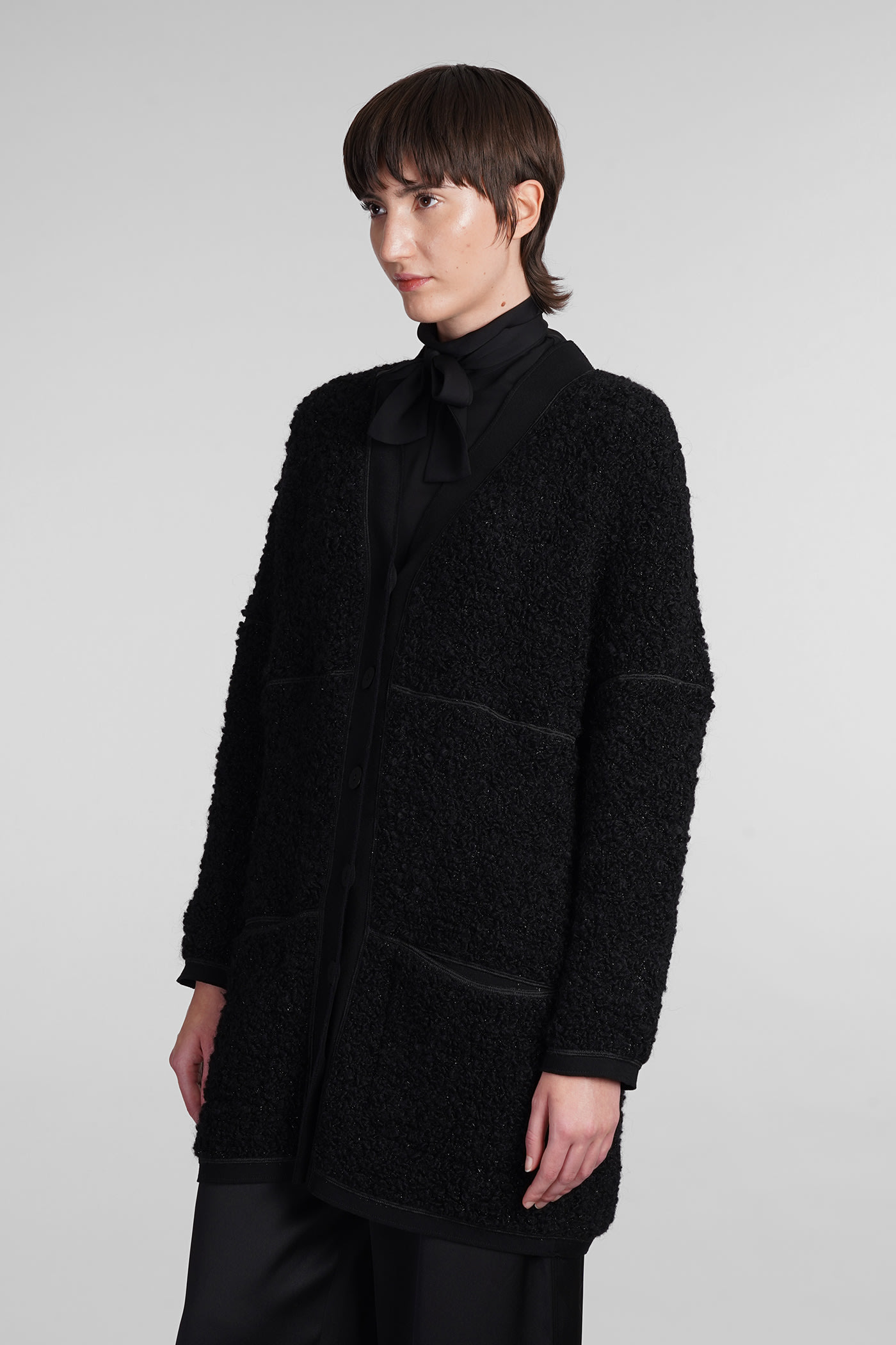 Shop Giorgio Armani Cardigan In Black Wool