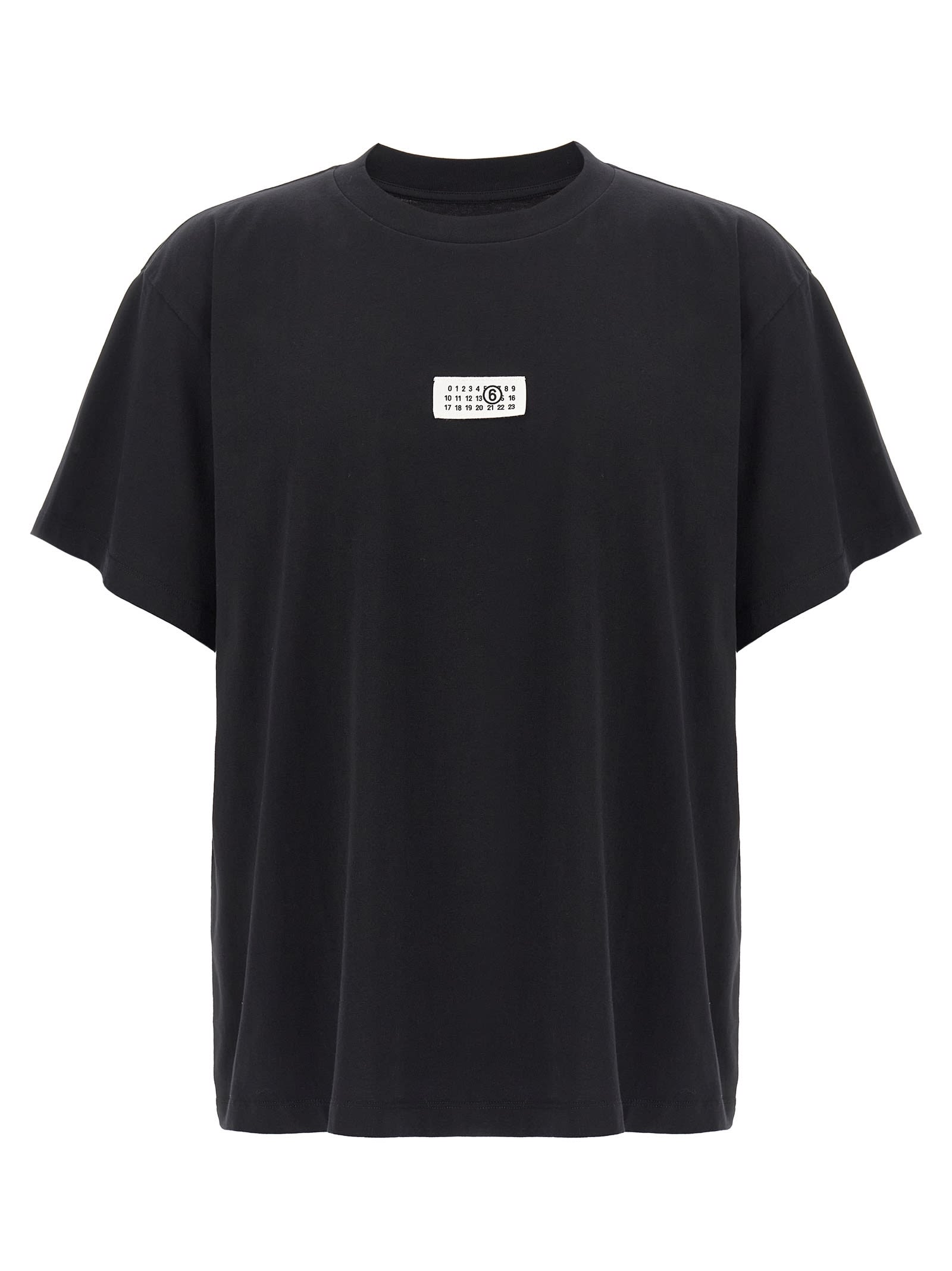 Mm6 Maison Margiela Numeric Signature Logo Crew Neck T Shirt In Black