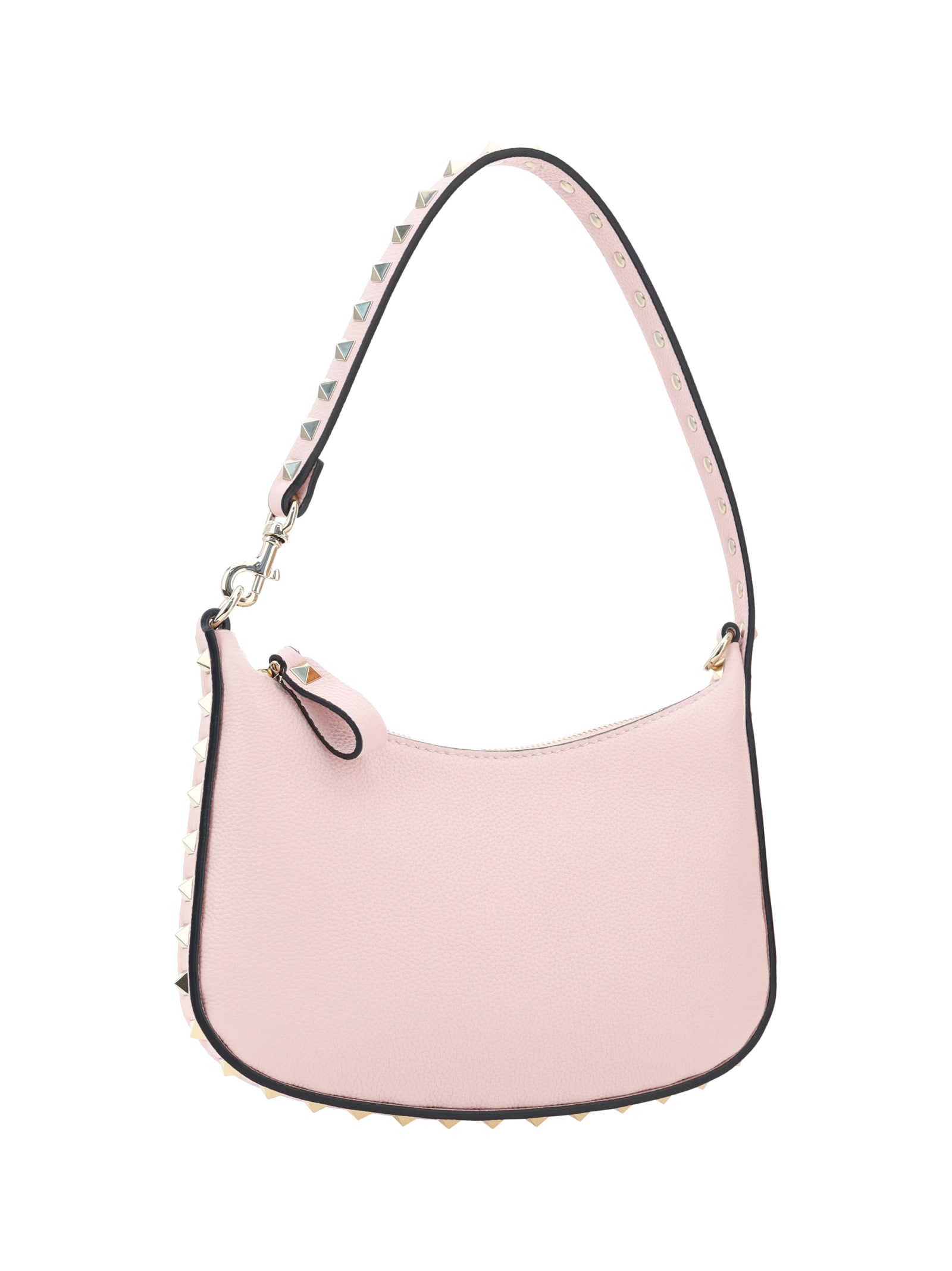 Shop Valentino Garavani Rockstud Mini Hobo Shoulder Bag In Pink