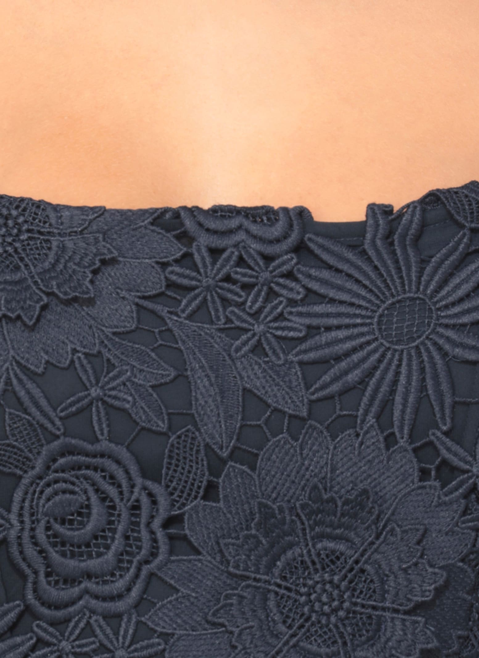 Rotate Birger Christensen Rotate Intricate Lace Dress With Wide Neckline In Blue