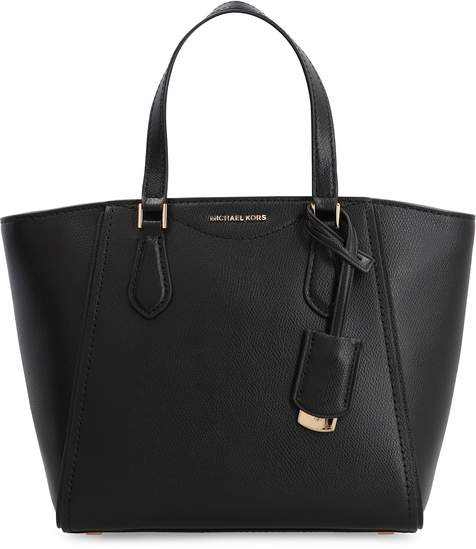 Shop Michael Michael Kors Taryn Leather Tote In Black