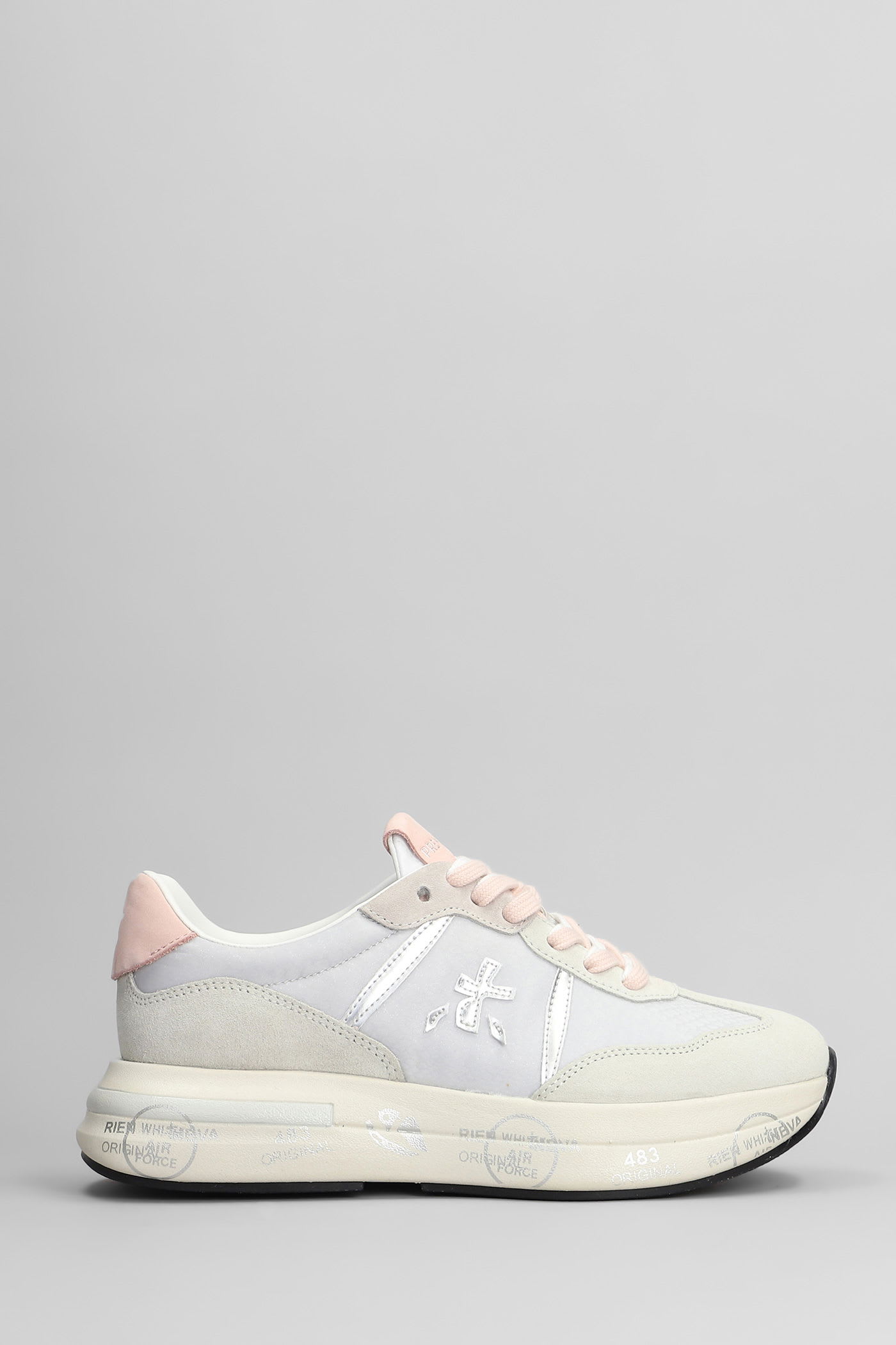 Premiata Cassie Sneakers In Grey Suede And Fabric In Gray