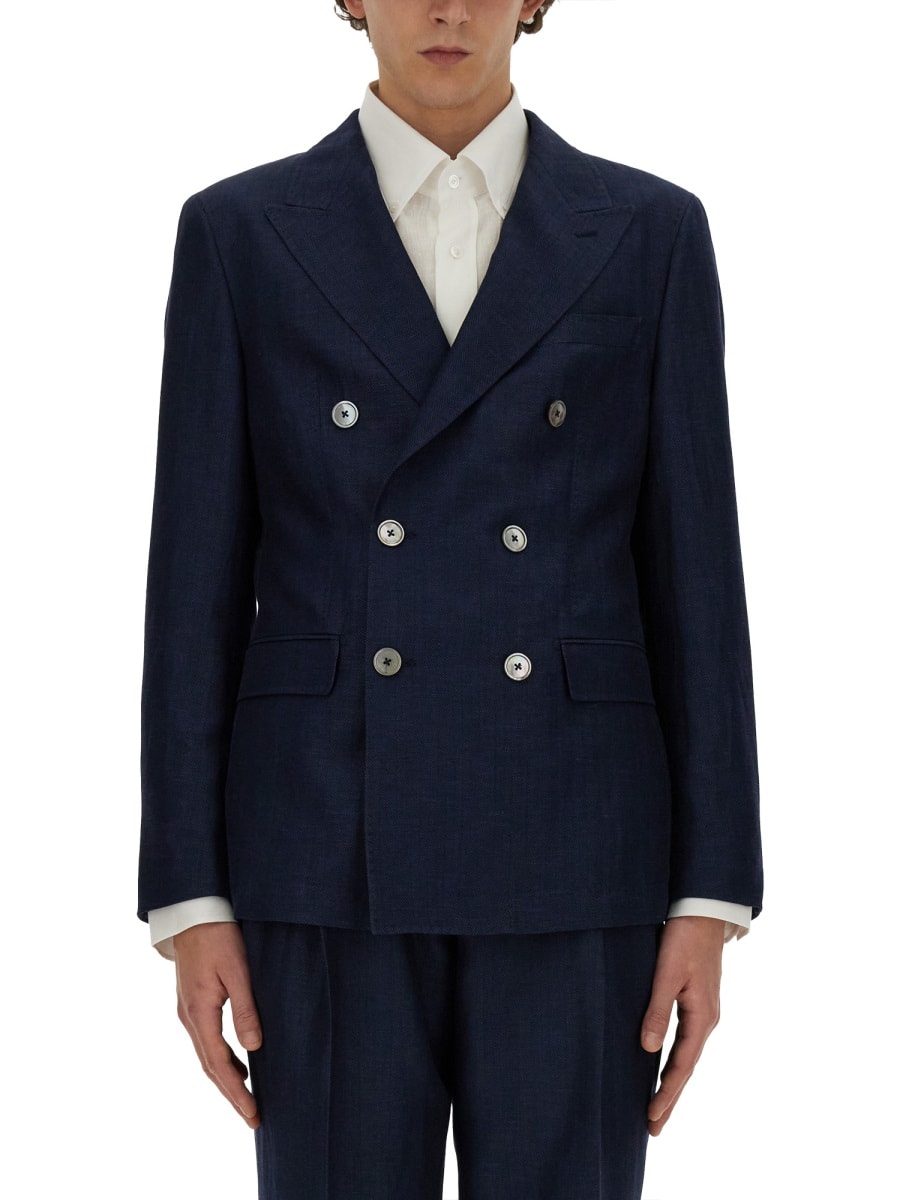 Shop Hugo Boss Double-breasted Jacket In Blue