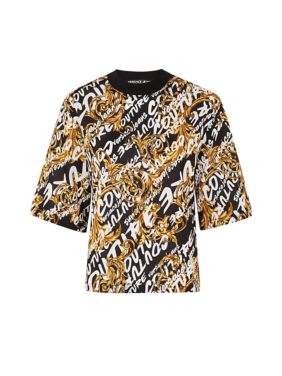 Versace Jeans Couture T Shirt Jersey Fermo Print Logo Brush Couture