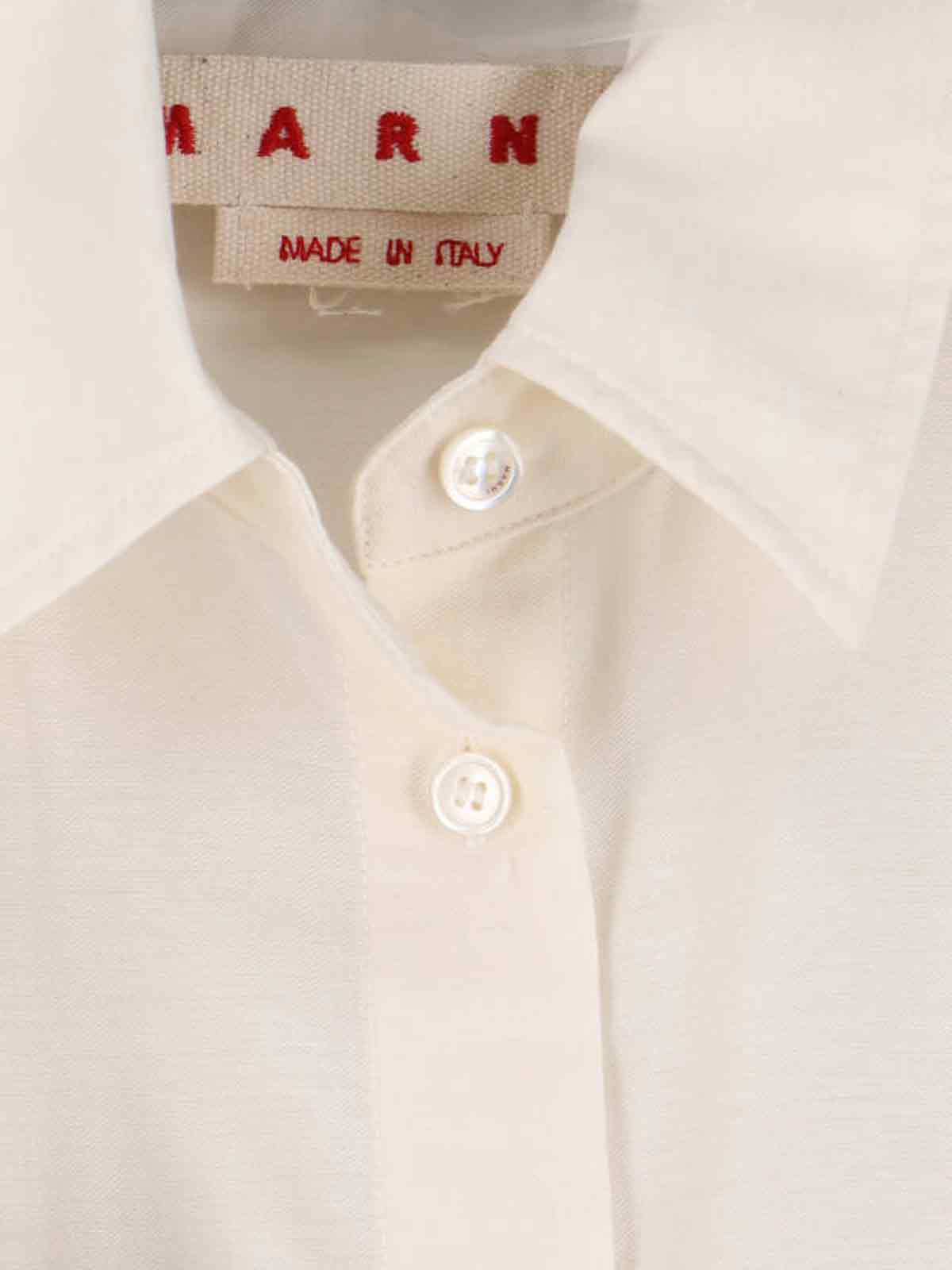 Marni Fringed Collared Top Long Sleeves In Neutral