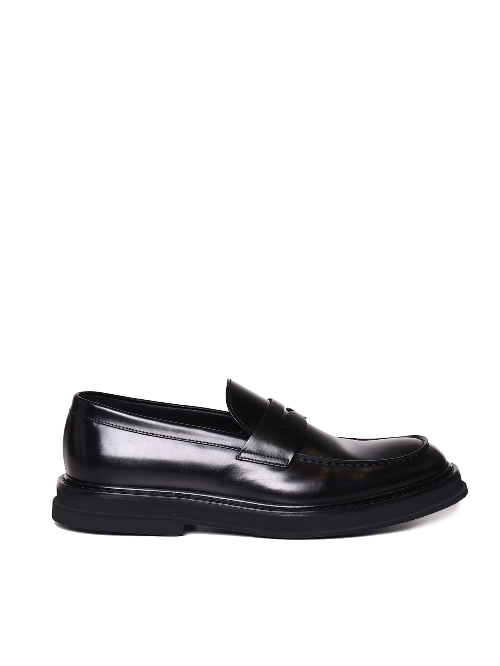 Shop Doucal's Shiny Loafers In Black