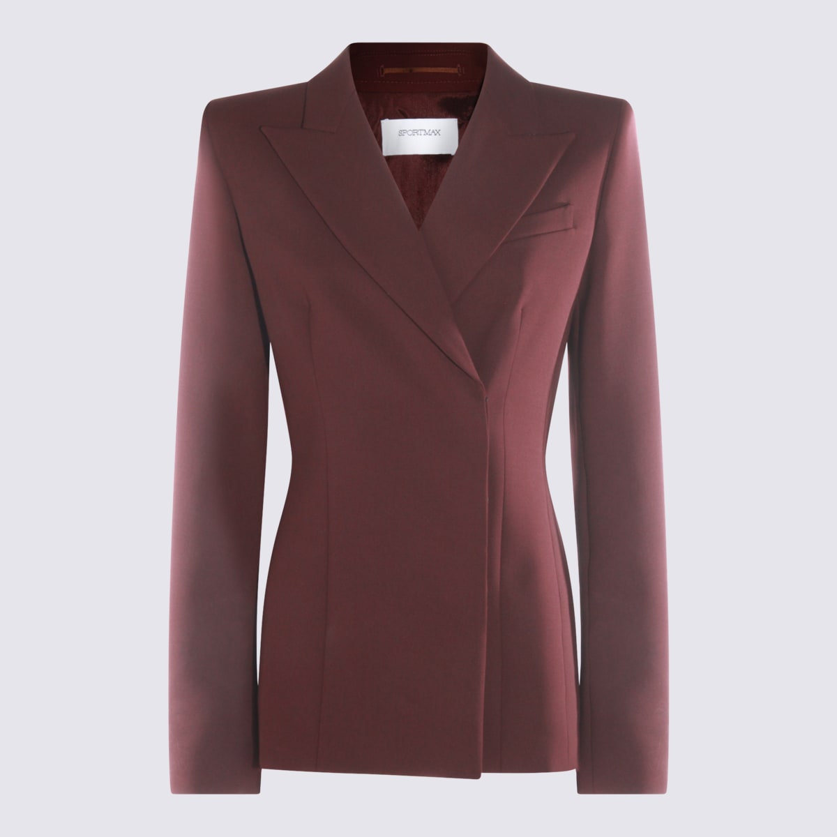 Sportmax Structured Double-breasted Jacket Back Vent In Burgundy