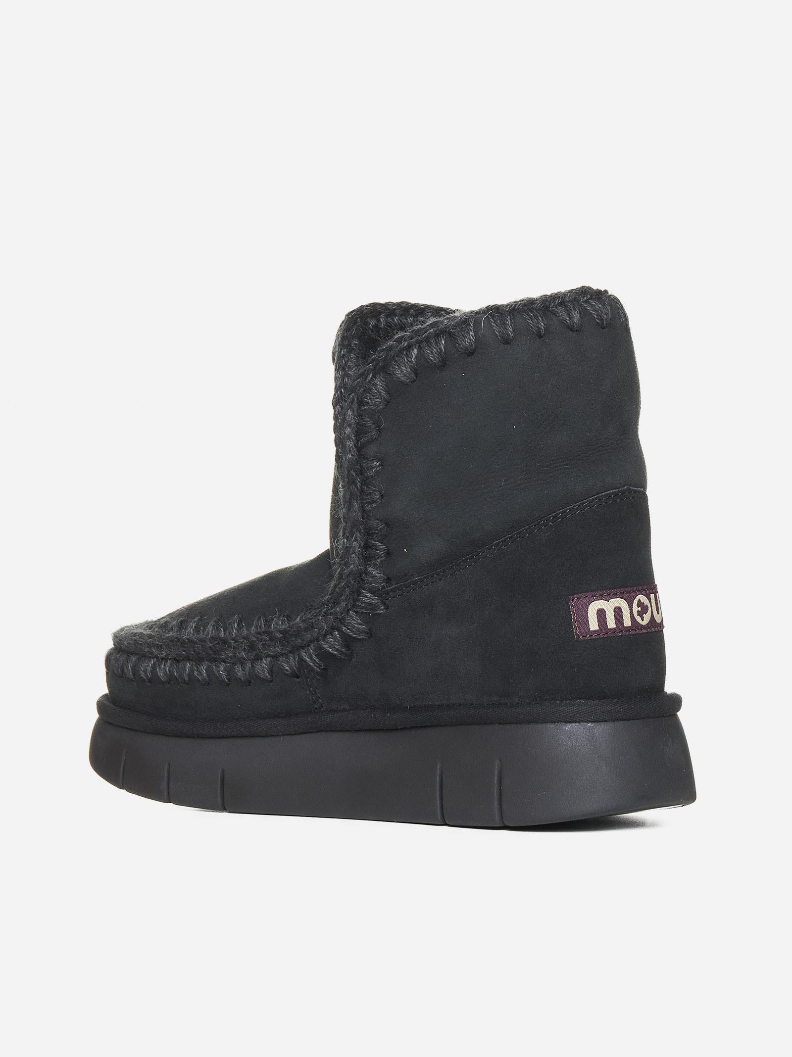 Shop Mou Eskimo Bounce Suede And Shearling Ankle Boots In Black