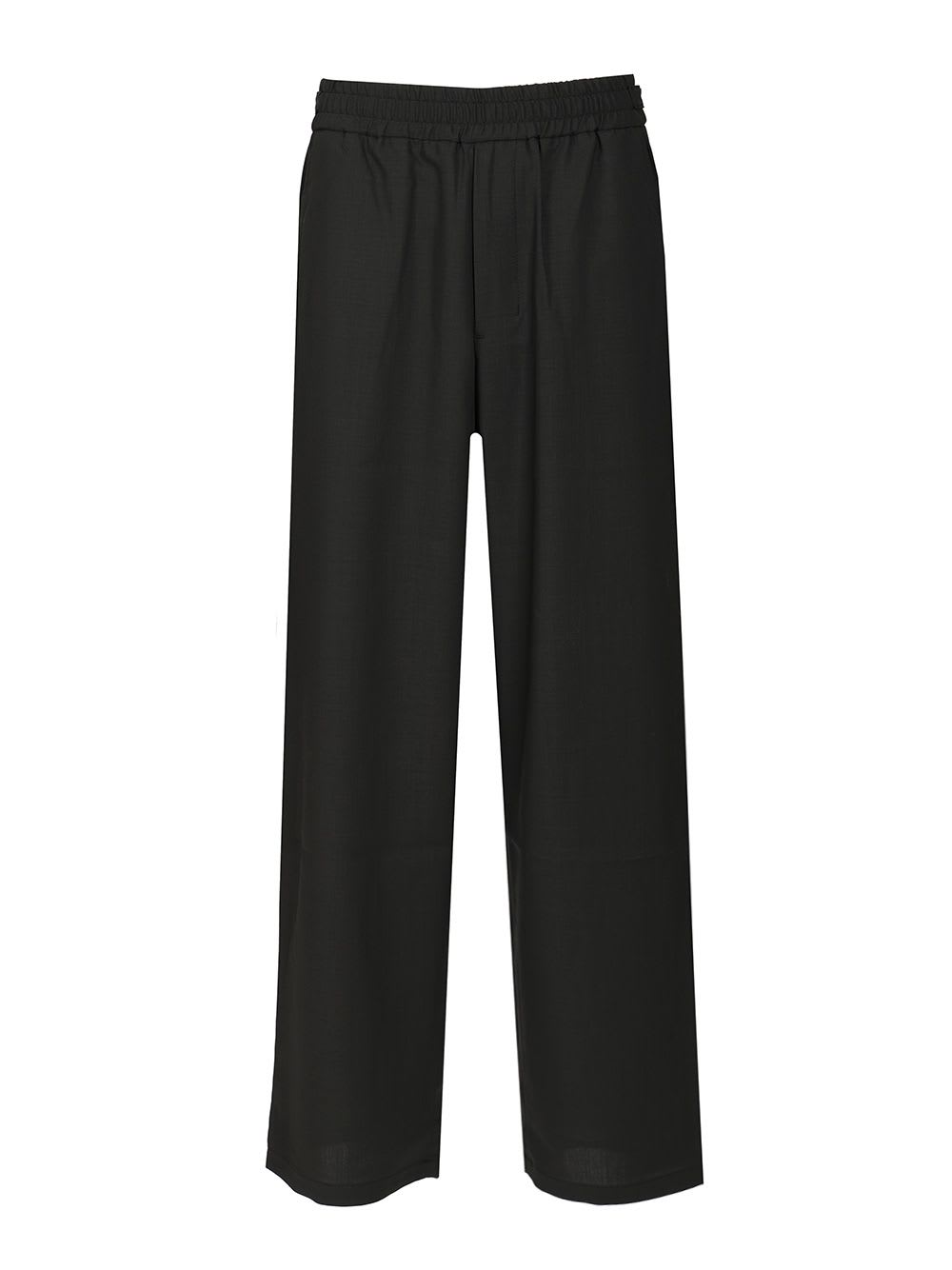 Ami Alexandre Mattiussi Wool Trousers With Back Pockets And Wide Leg In Gray