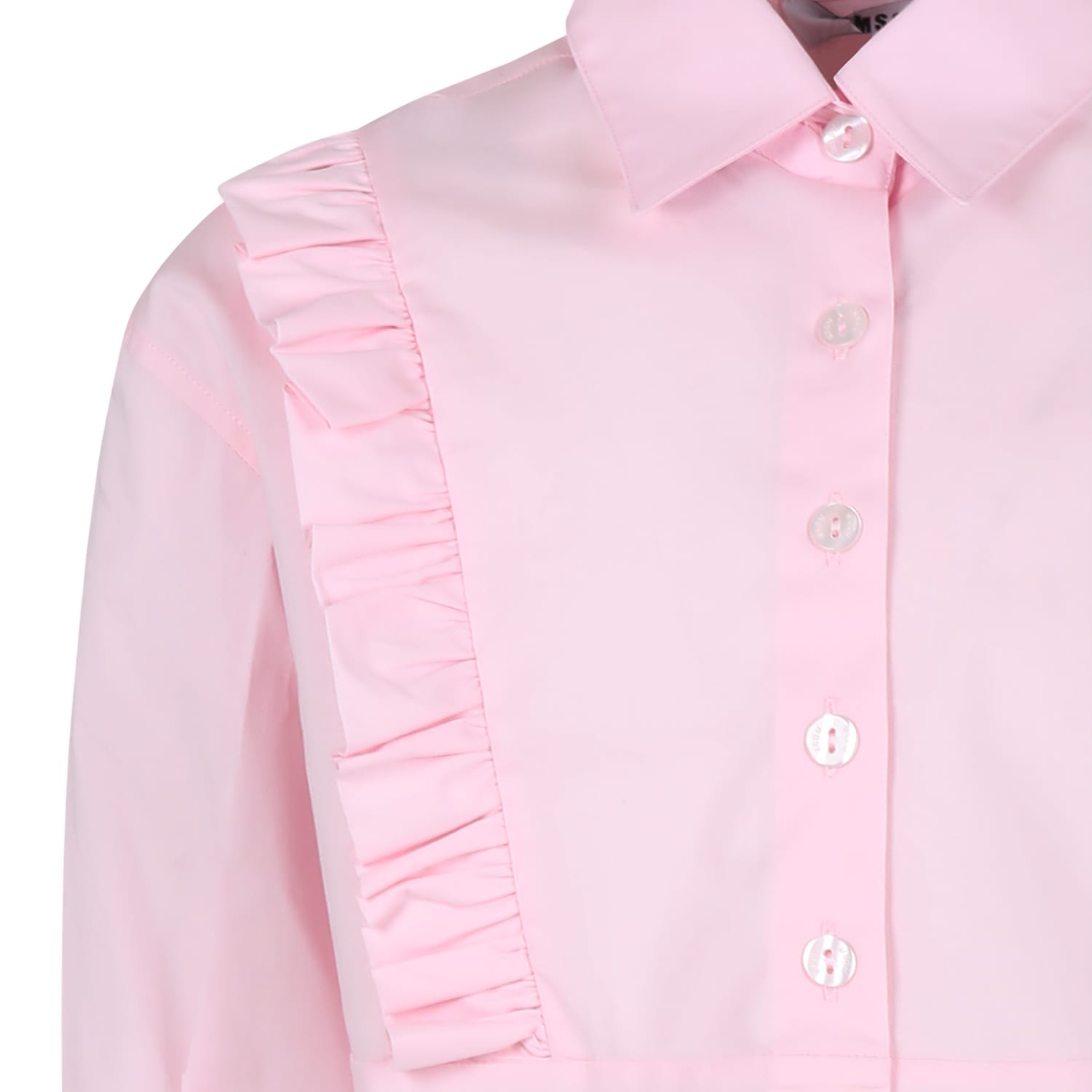 MSGM PINK SHIRT FOR GIRL WITH LOGO 