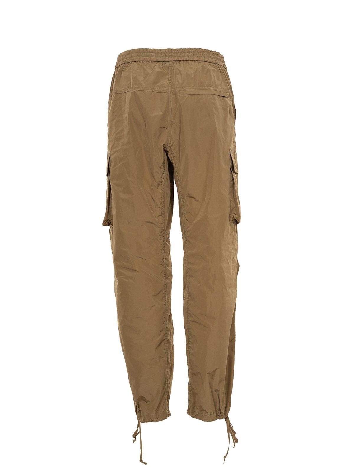 Shop Msgm Wide-leg Drawstring Cargo Trousers In Military Green