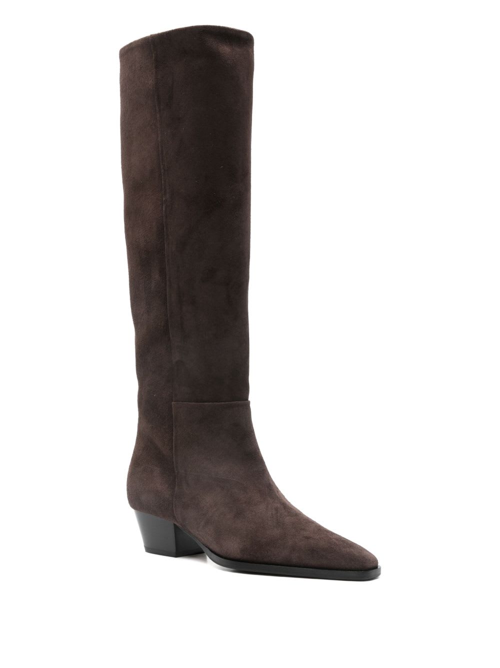 Aeyde 40mm Medea Suede Pointed-toe Boots In Brown